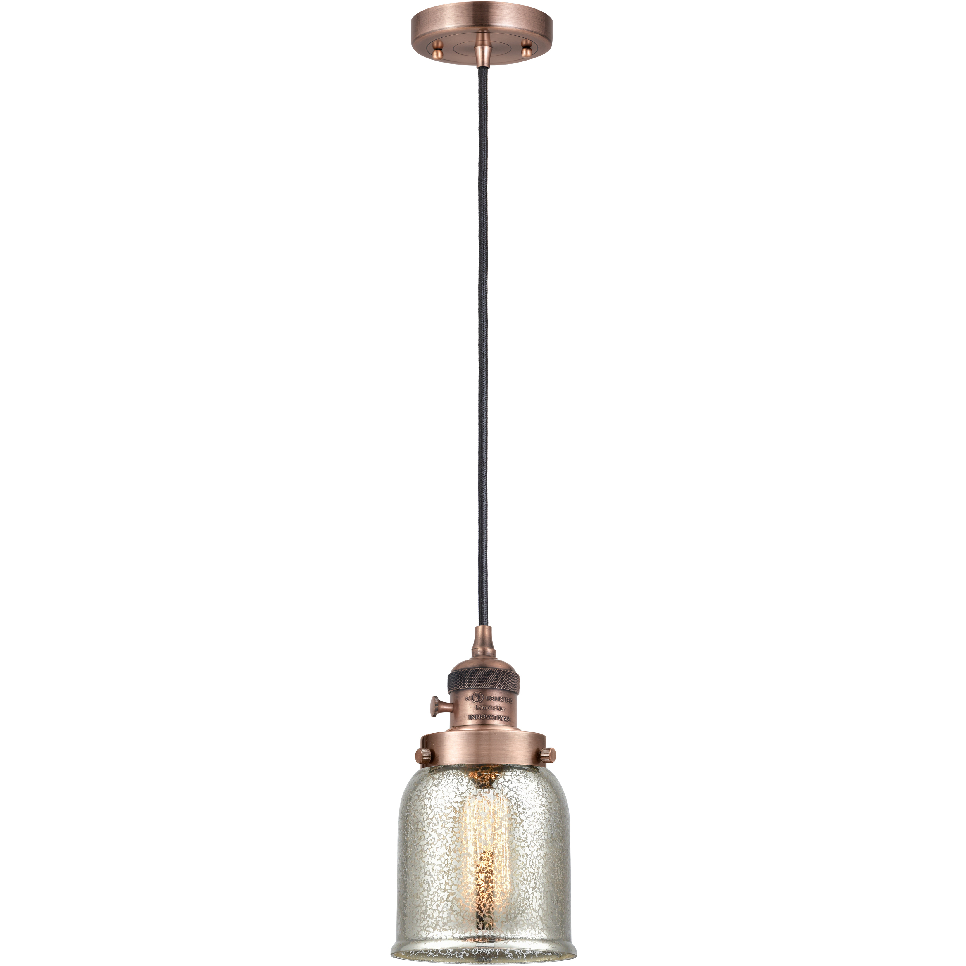 Franklin Restoration Bell LED 5 inch Antique Copper Mini Pendant Ceiling Light in Silver Plated Mercury