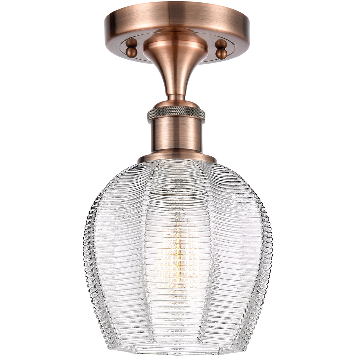Ballston Norfolk 1 Light 6 inch Antique Copper Semi-Flush Mount Ceiling Light in Clear Glass