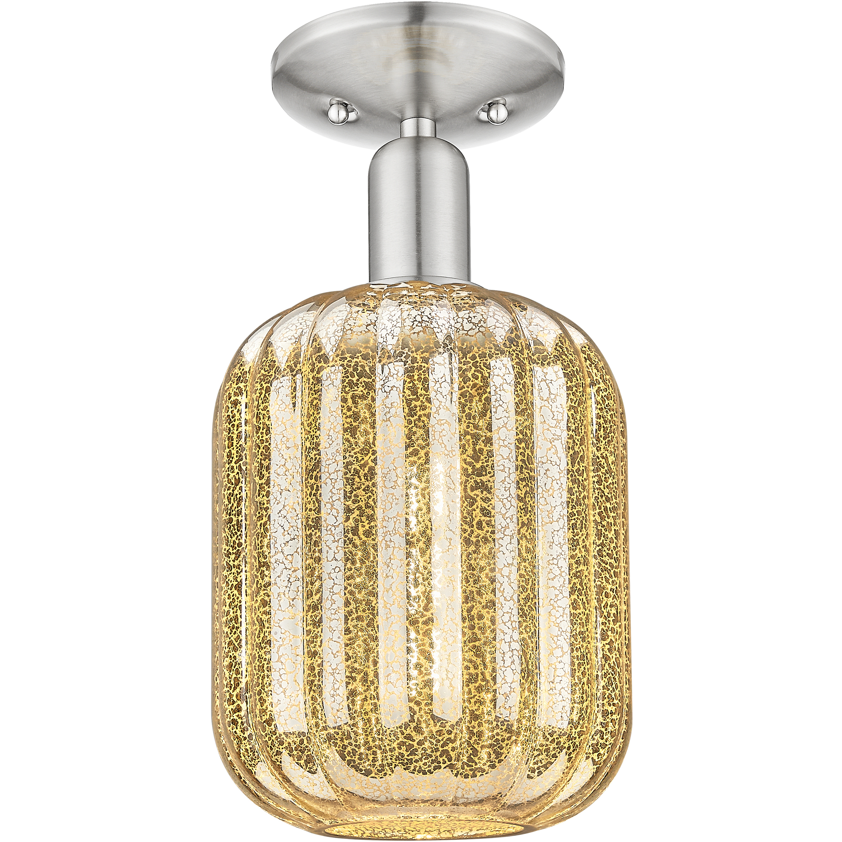Preston 1 Light 6.75 inch Brushed Satin Nickel Semi-Flush Mount Ceiling Light in Mercury Glass