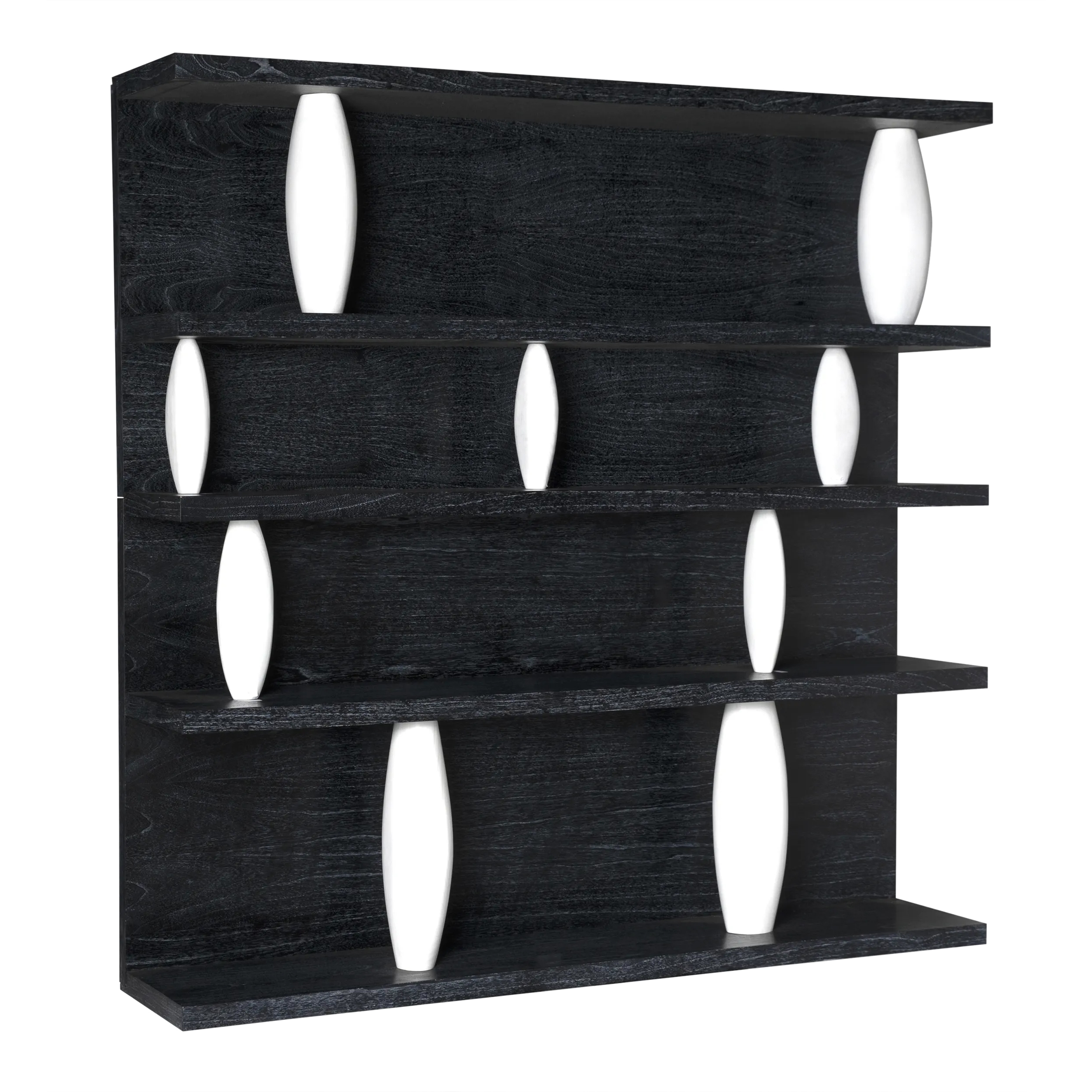 Dorian 78 X 77 X 16 inch Cinder Black with White Wash Shelving