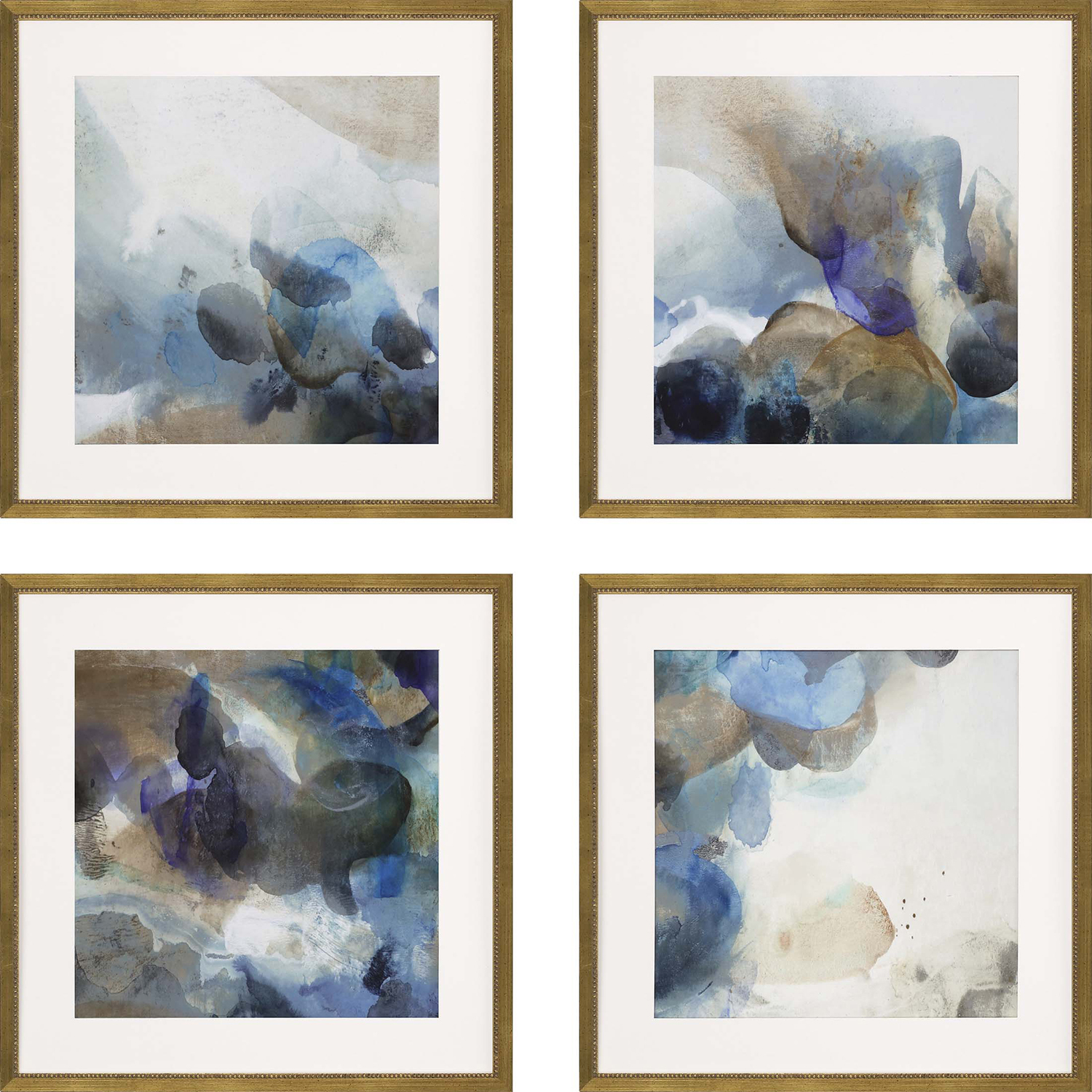 Abstract Blue and Beige and Brown and Turquoise Framed Art