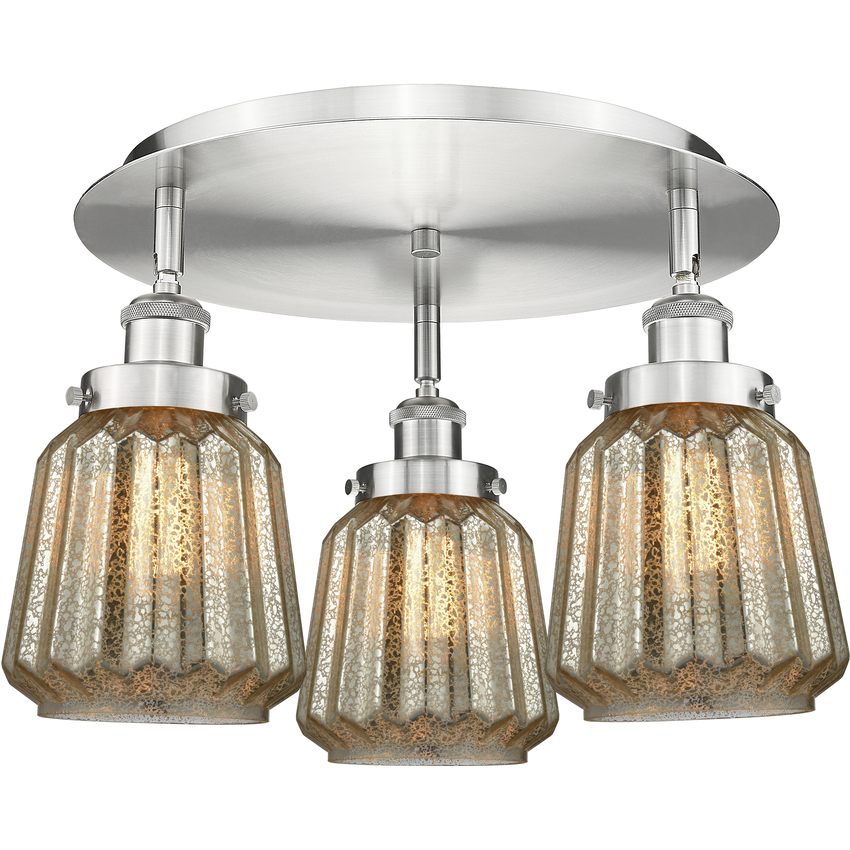 Chatham 3 Light 18.25 inch Satin Nickel Flush Mount Ceiling Light in Mercury