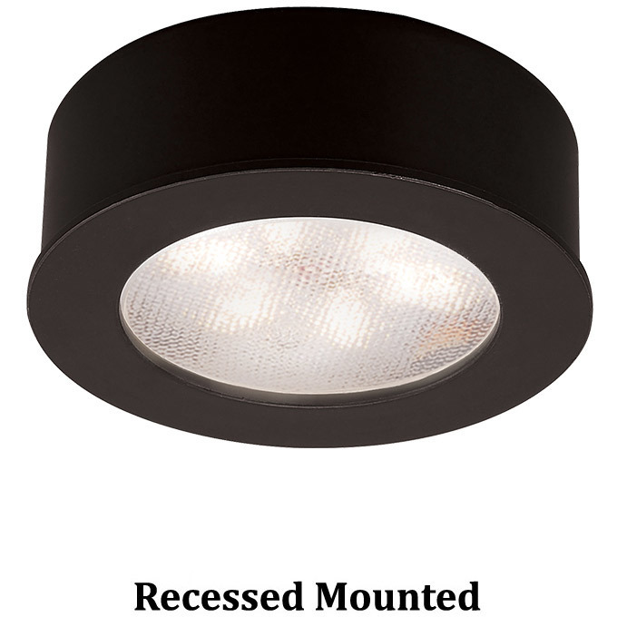 LED Button Light 24 LED 2.25 inch Black Puck Light in 3000K