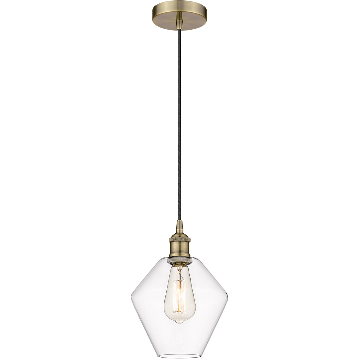Edison Cindyrella LED 8 inch Antique Brass Mini Pendant Ceiling Light