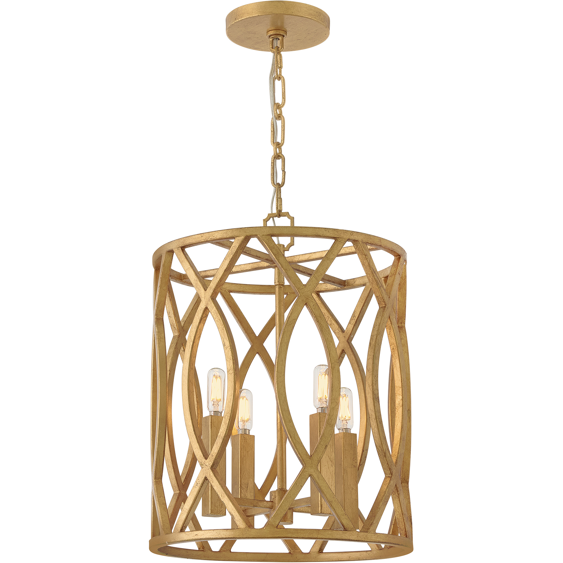Leona 4 Light 14 inch Distressed Brass Pendant Ceiling Light