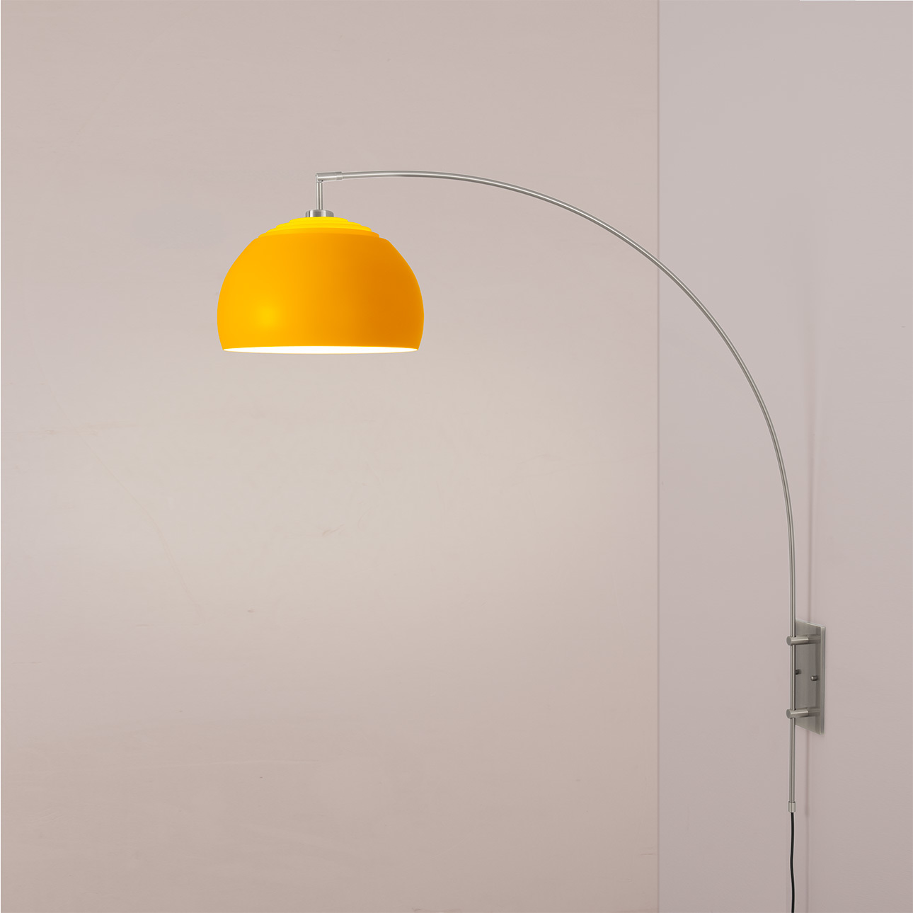 Half Dome 1 Light 5 inch Satin Nickel Wall Mounted Arc Lamp Wall Light in Mustard