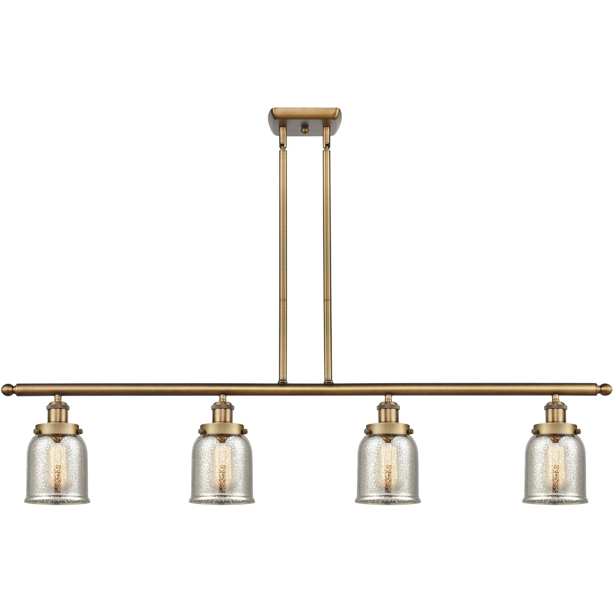 Ballston Bell LED 48 inch Brushed Brass Island Light Ceiling Light in Silver Plated Mercury Glass