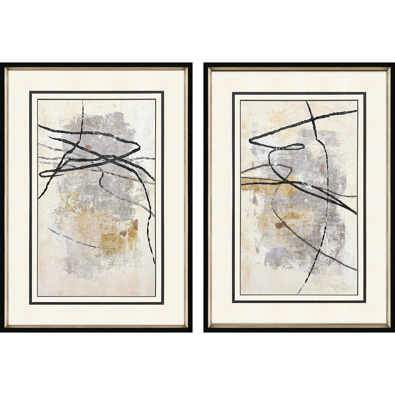 Tangle Black and Beige and Gray and Neutral Framed Art