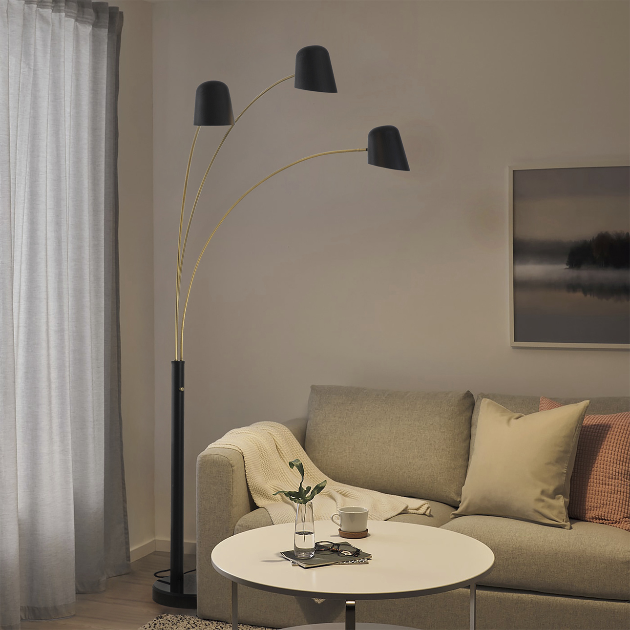 Culver 90 inch 7 watt Weathered Brass and Black Arc Floor Lamp Portable Light