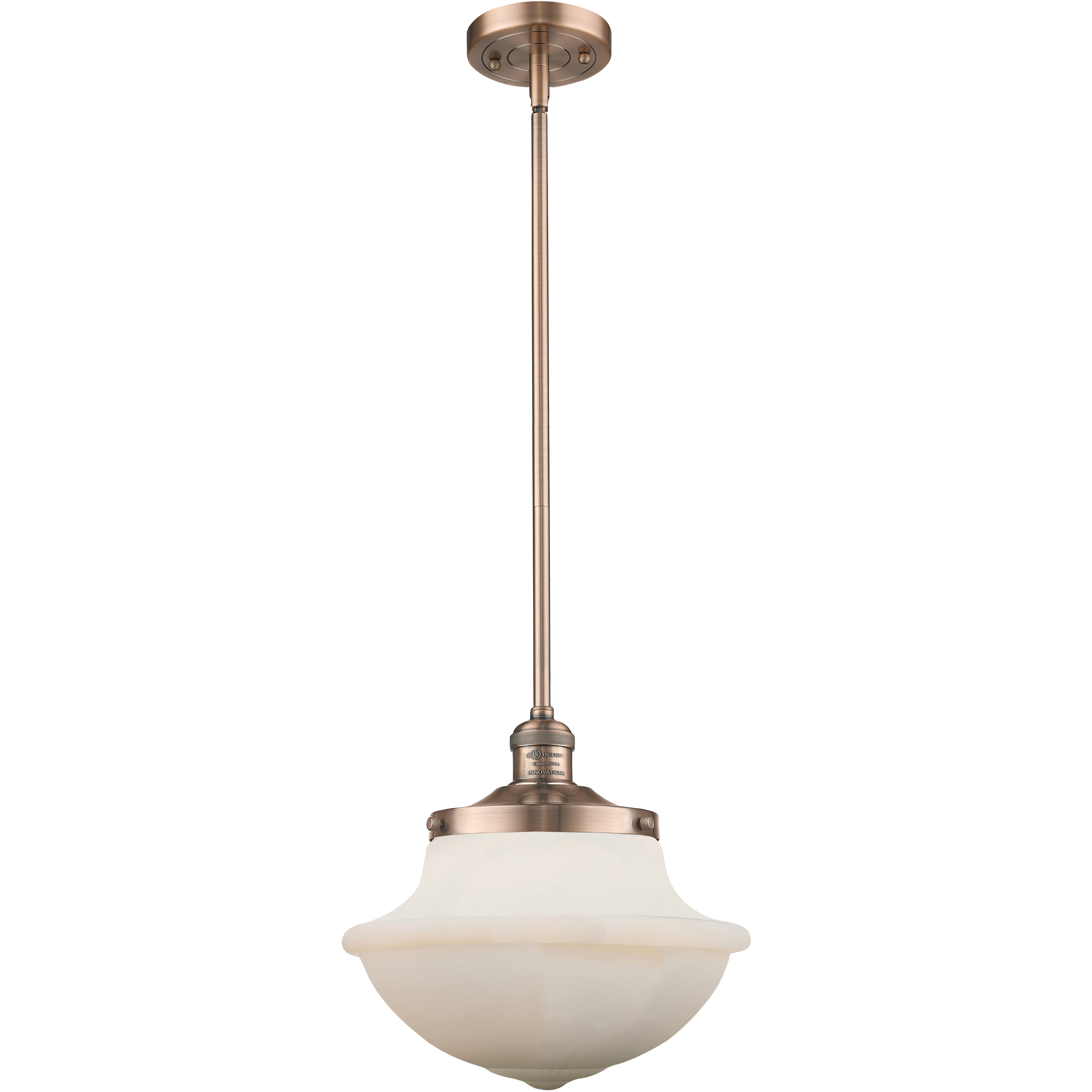 Franklin Restoration Oxford 1 Light 12 inch Antique Copper Mini Pendant Ceiling Light in Incandescent, Matte White, Franklin Restoration