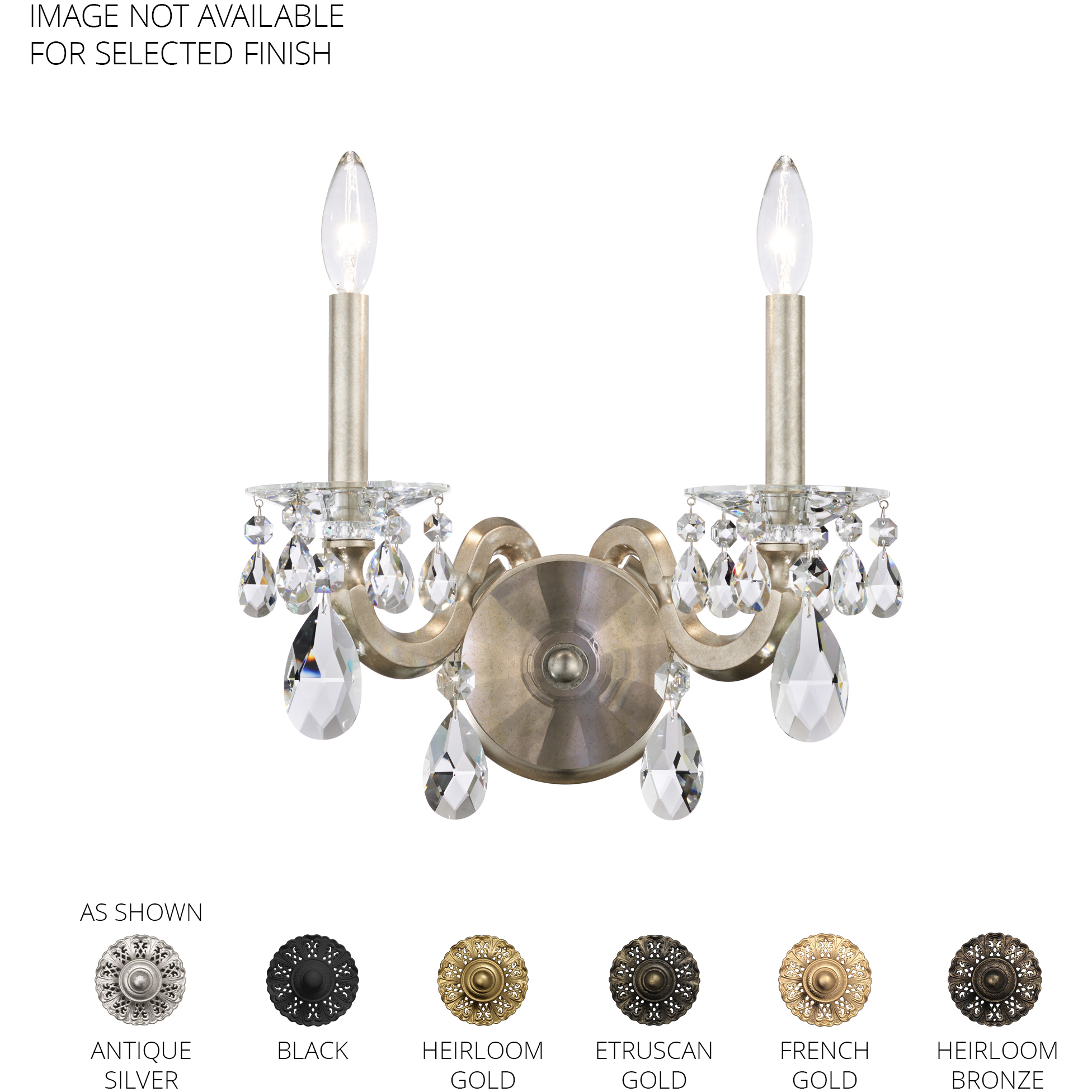 Signature San Marco 2 Light 5.88 inch Heirloom Bronze Wall Sconce Wall Light, Schonbek Signature
