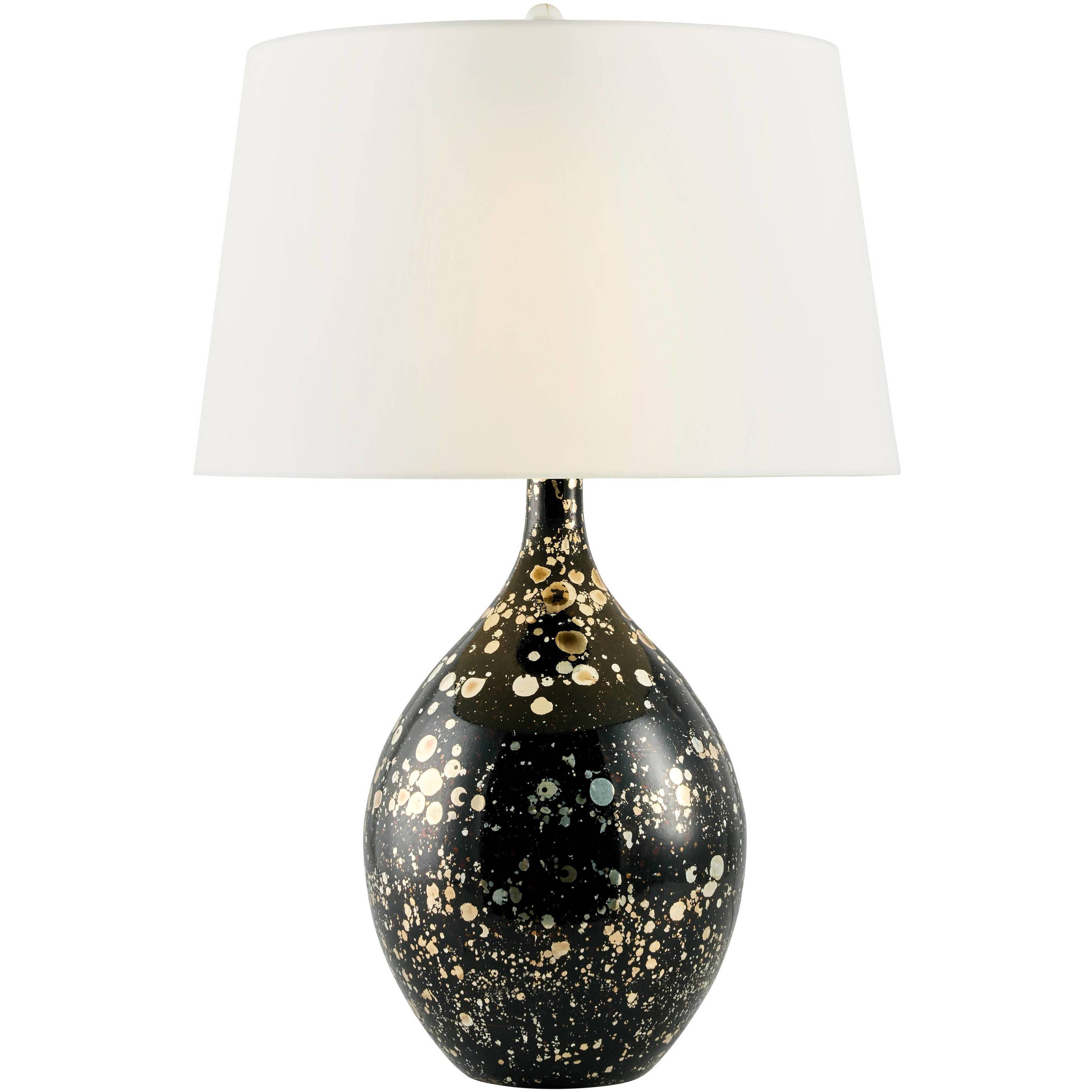 Flynn 28 inch 150 watt Black/Silver Marbled Reactive and Polished Nickel Table Lamp Portable Light