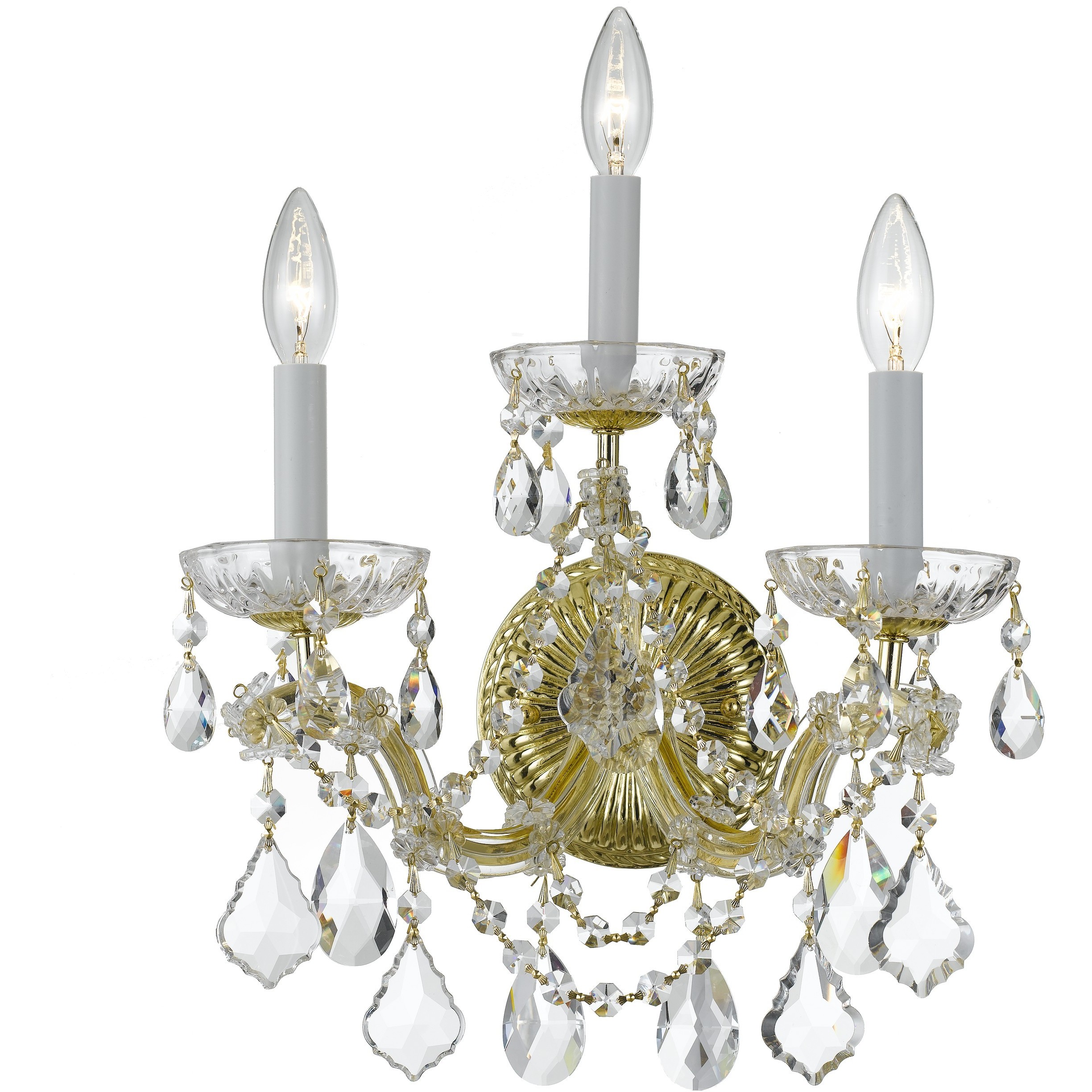 Maria Theresa Sconce Wall Light in Clear Hand Cut, Gold