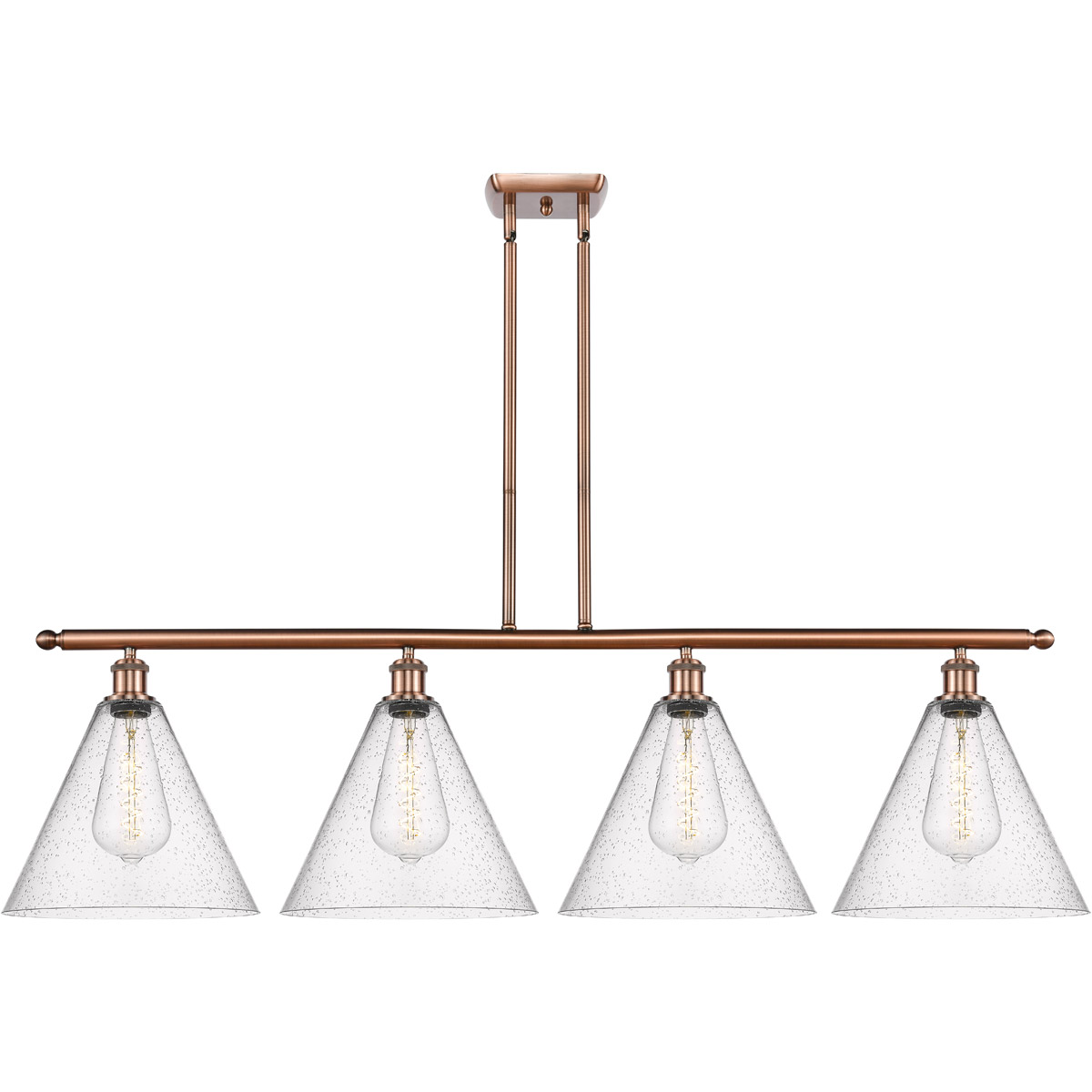 Ballston Ballston Cone 4 Light 50 inch Antique Copper Island Light Ceiling Light in Seedy Glass