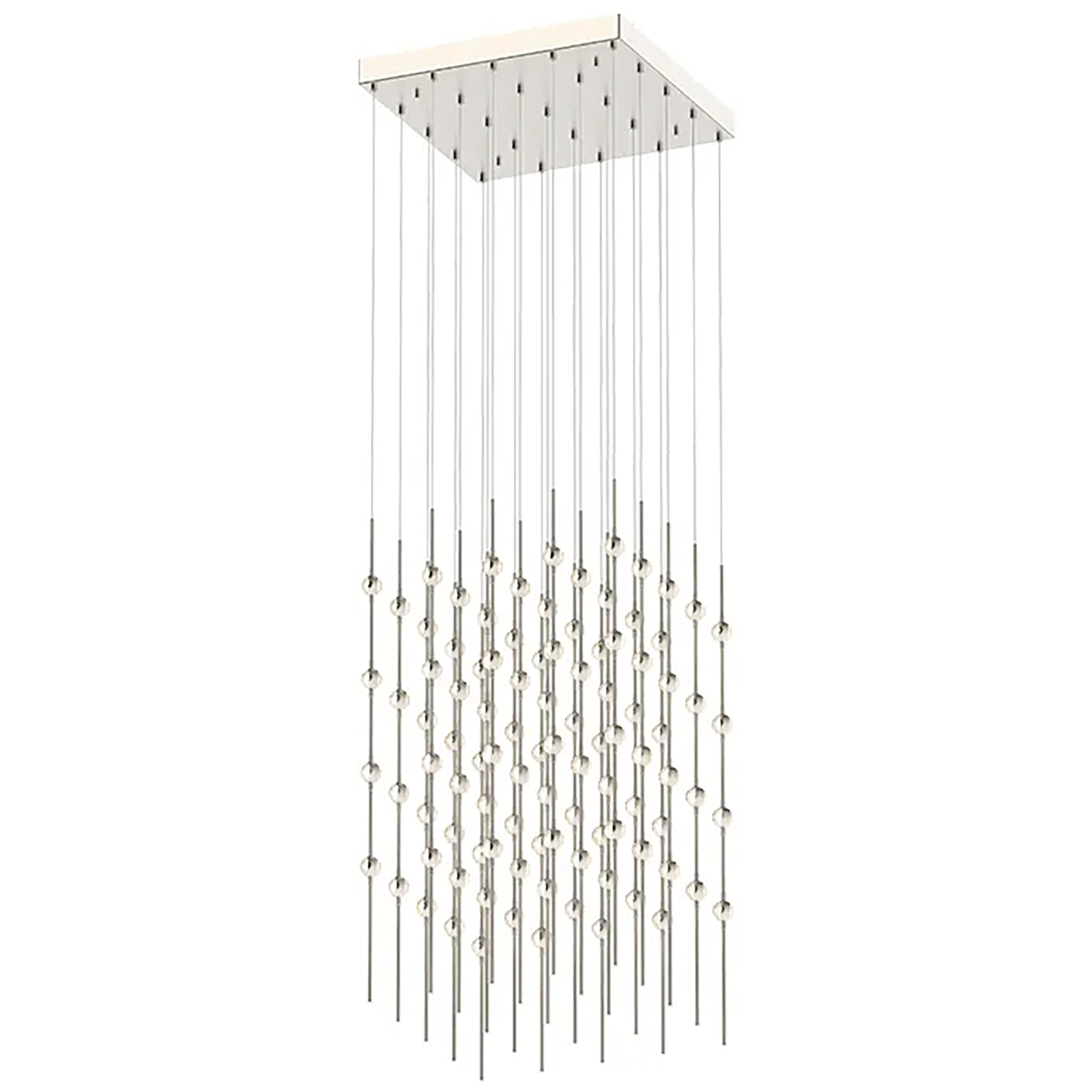 Constellation Cosmic Cube LED 20.5 inch Satin Nickel Chandelier Ceiling Light in 2700K, Clear Faceted Acrylic, 10 FT. Cord
