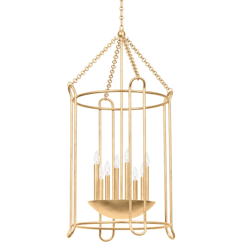 Lassen 8 Light 24.25 inch Vintage Gold Leaf Foyer Lantern Ceiling Light