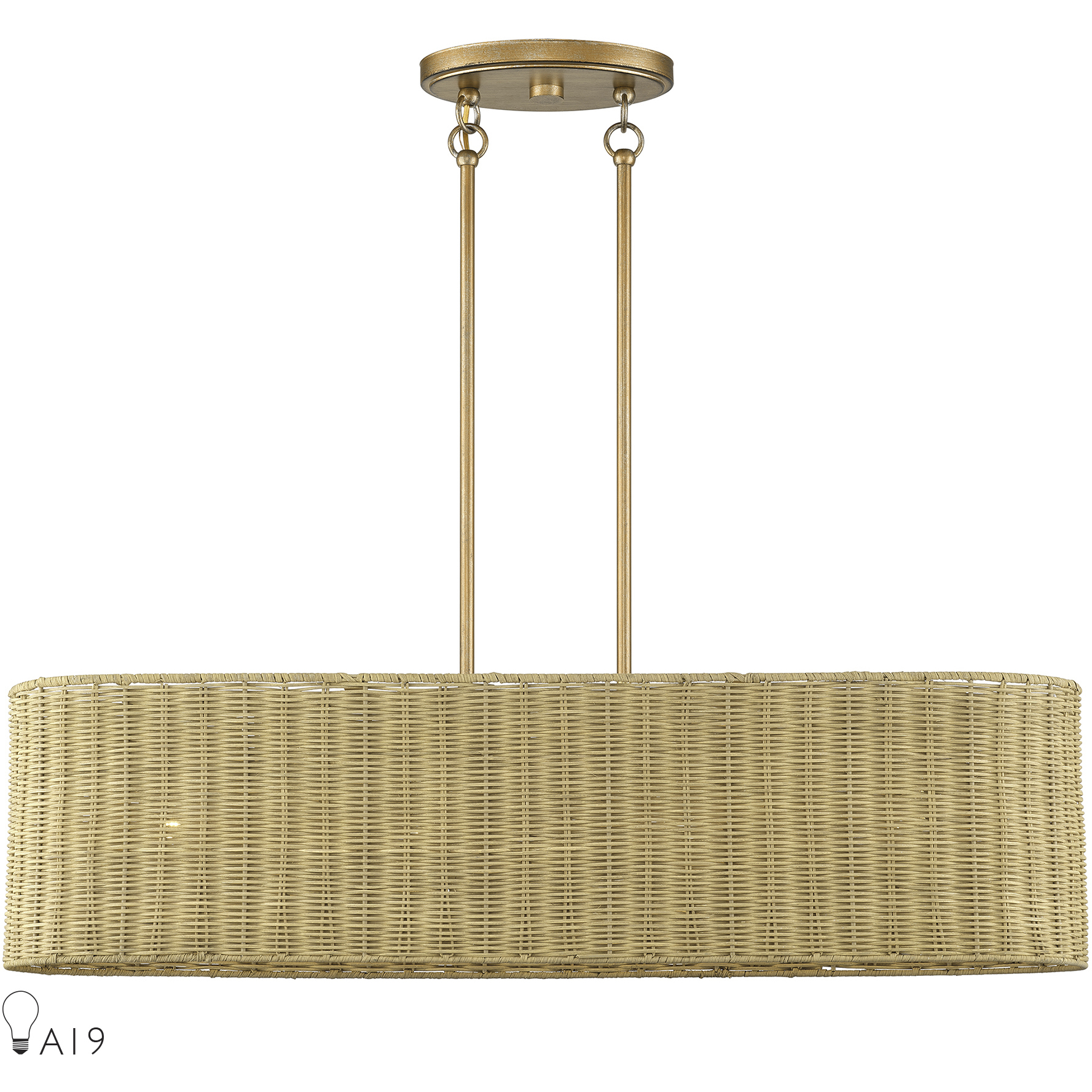 Weavington 4 Light 36 inch Antique Gold Leaf Linear Chandelier Ceiling Light, Large