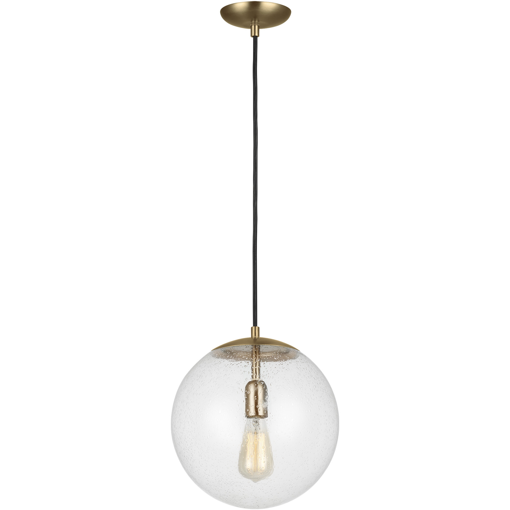 Leo - Hanging Globe 1 Light 12 inch Satin Brass Pendant Ceiling Light