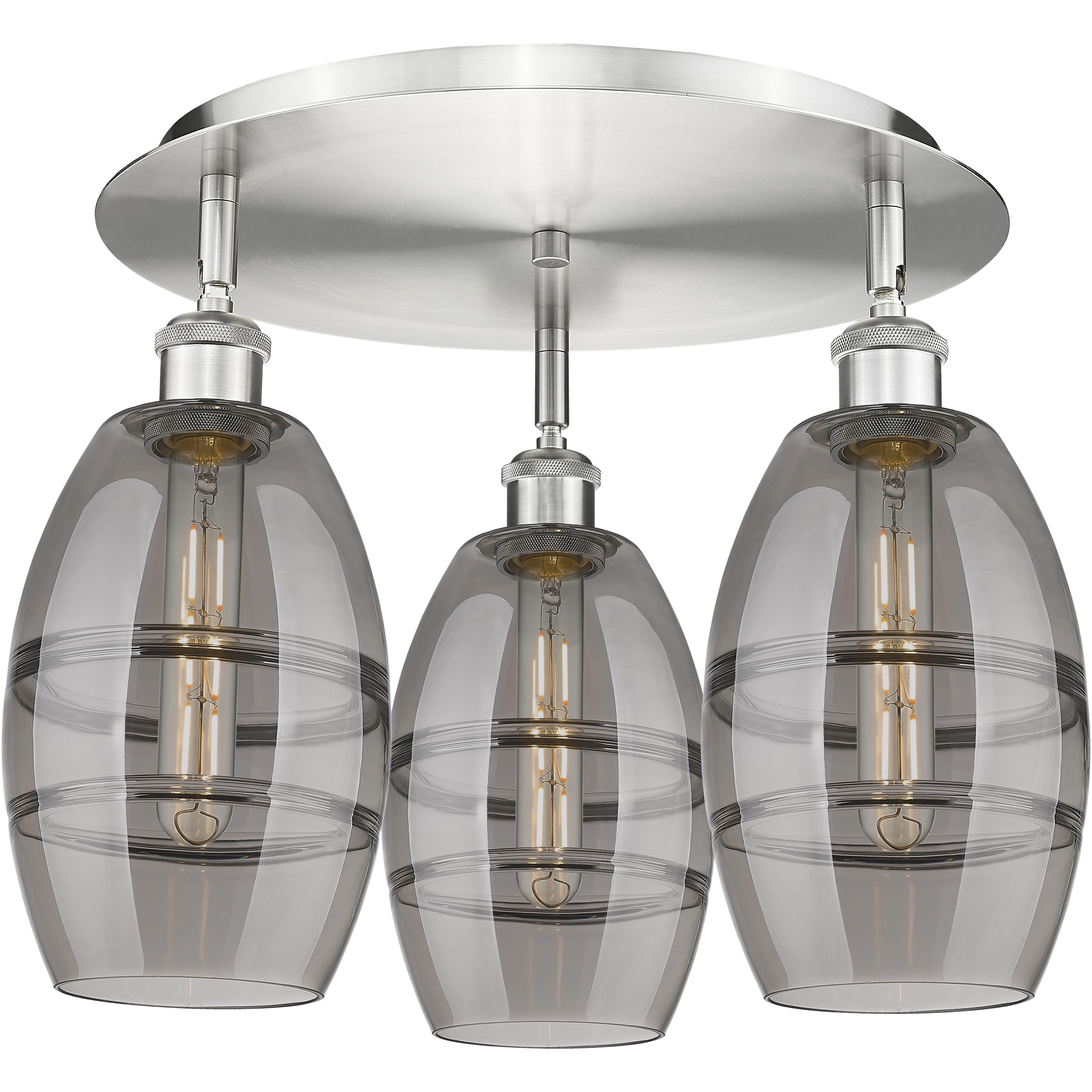 Ballston Vaz 3 Light 17.63 inch Satin Nickel Flush Mount Ceiling Light