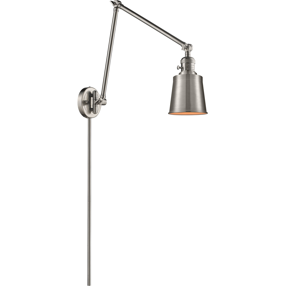 Addison 30 inch 100 watt Satin Nickel Swing Arm Wall Light in Brushed Satin Nickel, Franklin Restoration