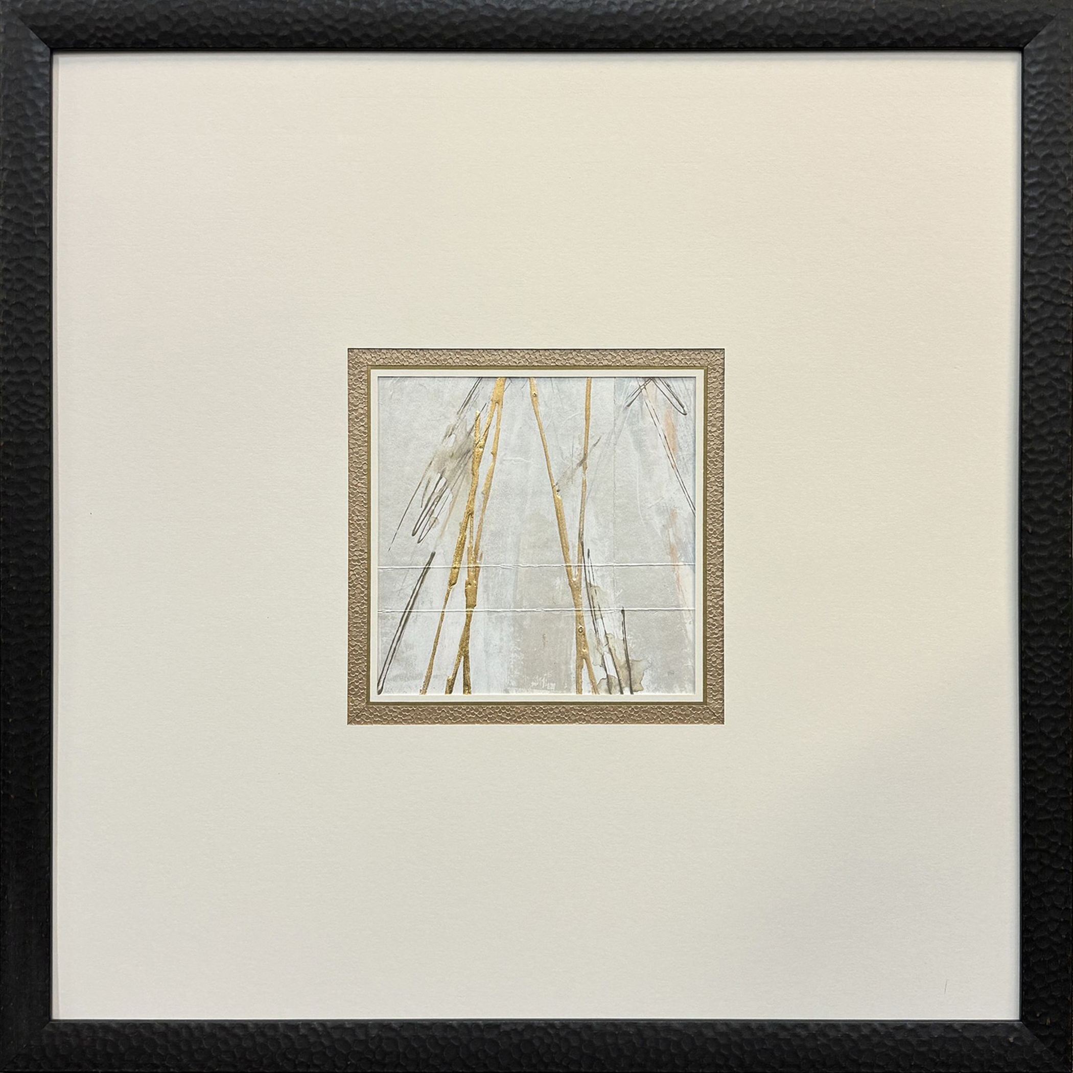 Incised Gold Gray and Beige and Metallic and White Framed Art, The Studio