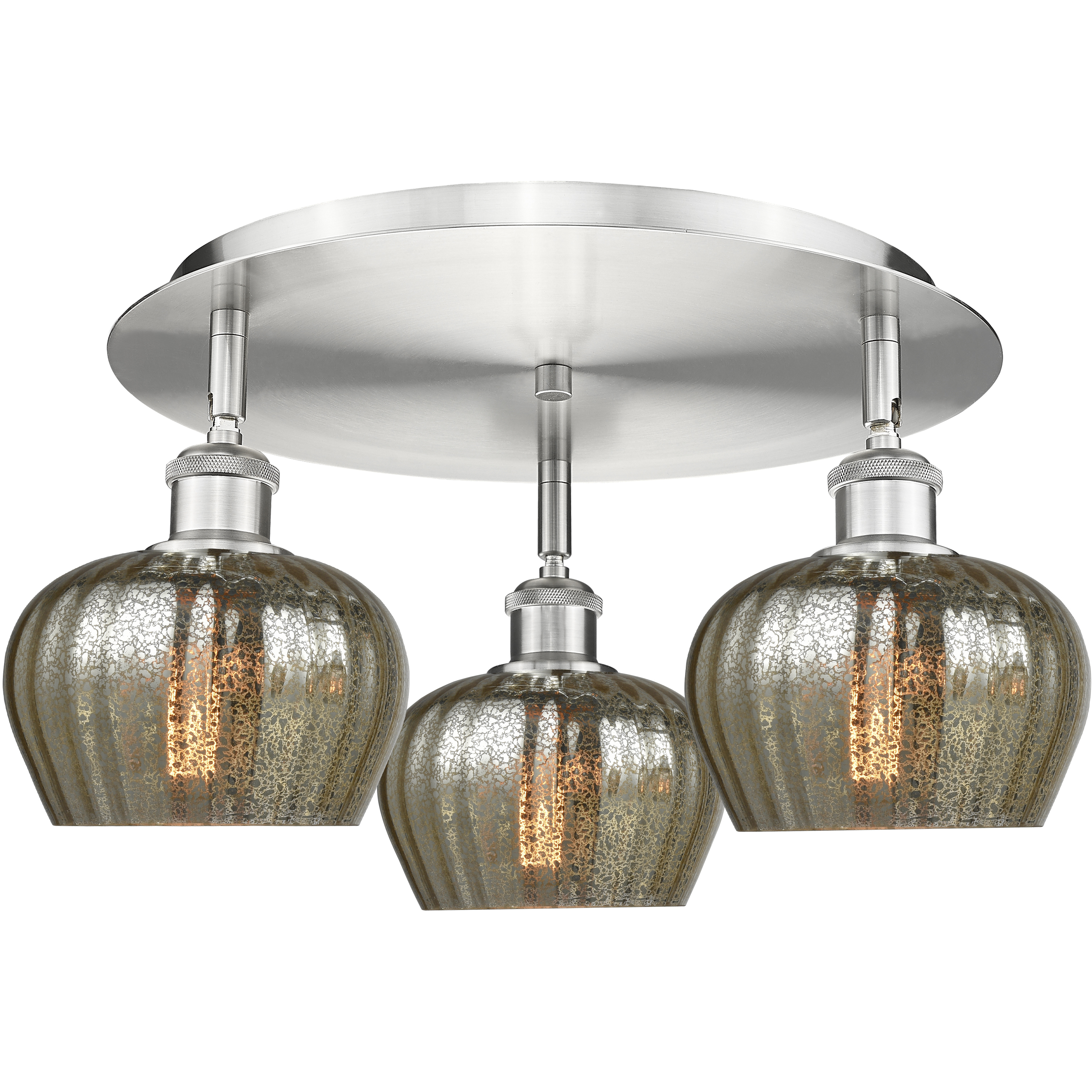 Fenton 3 Light 18.25 inch Satin Nickel Flush Mount Ceiling Light in Mercury