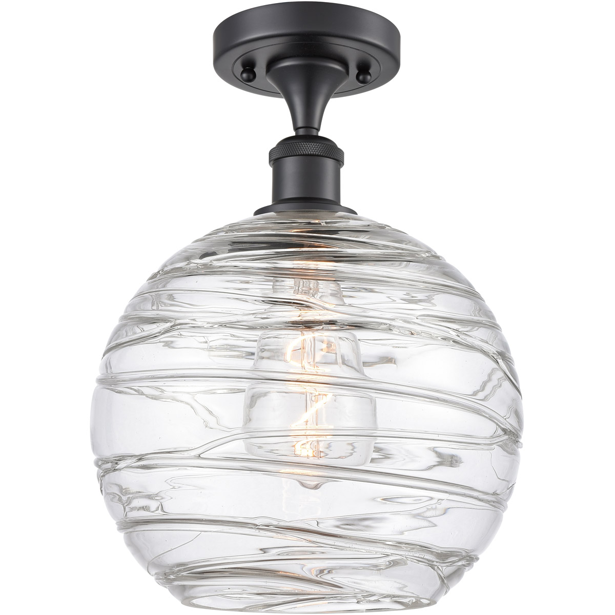 Ballston Large Deco Swirl LED 10 inch Matte Black Semi-Flush Mount Ceiling Light, Ballston