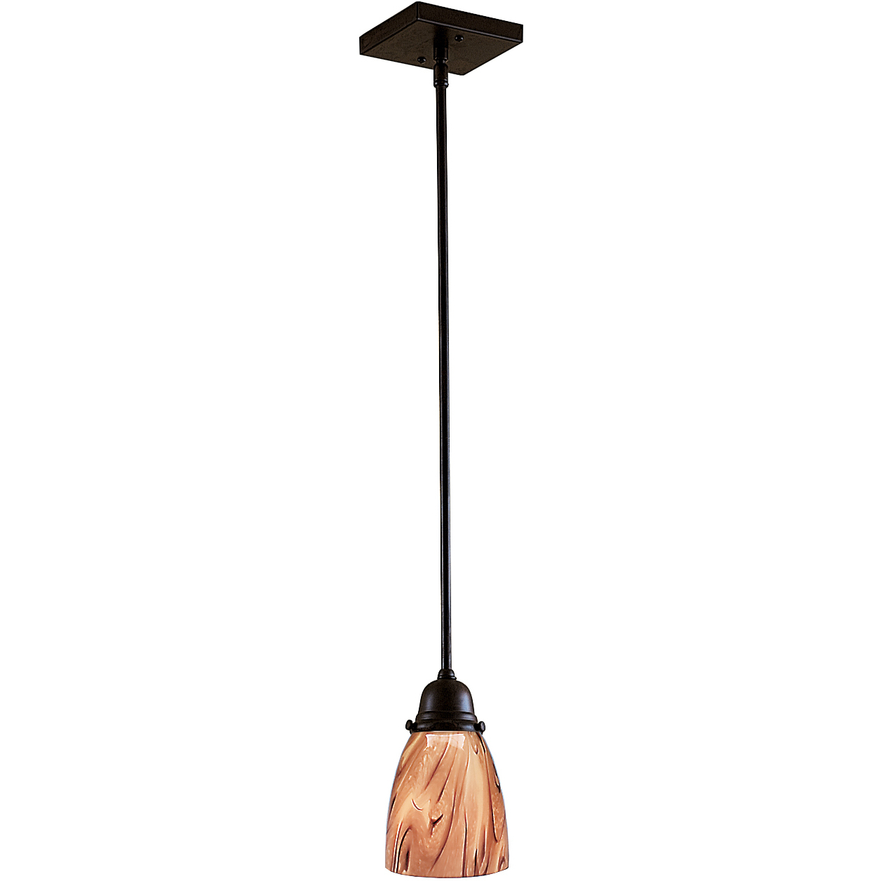 Simplicity 1 Light 4 inch Mission Brown Pendant Ceiling Light, Glass Sold Separately