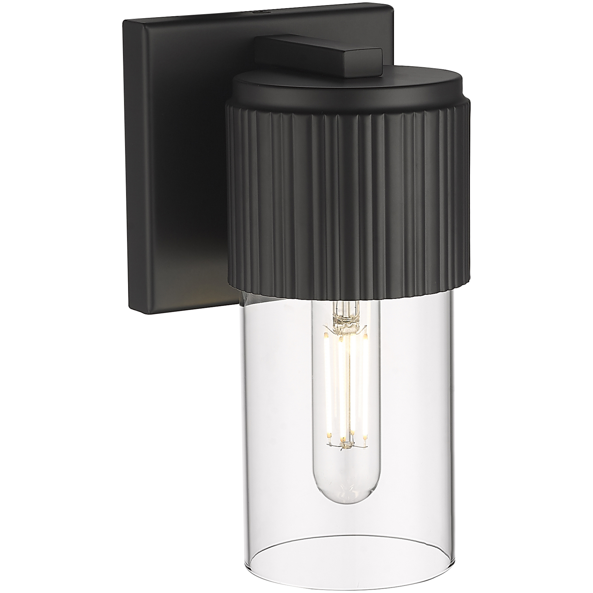 Bolivar 1 Light 4 inch Matte Black Sconce Wall Light in Clear Glass