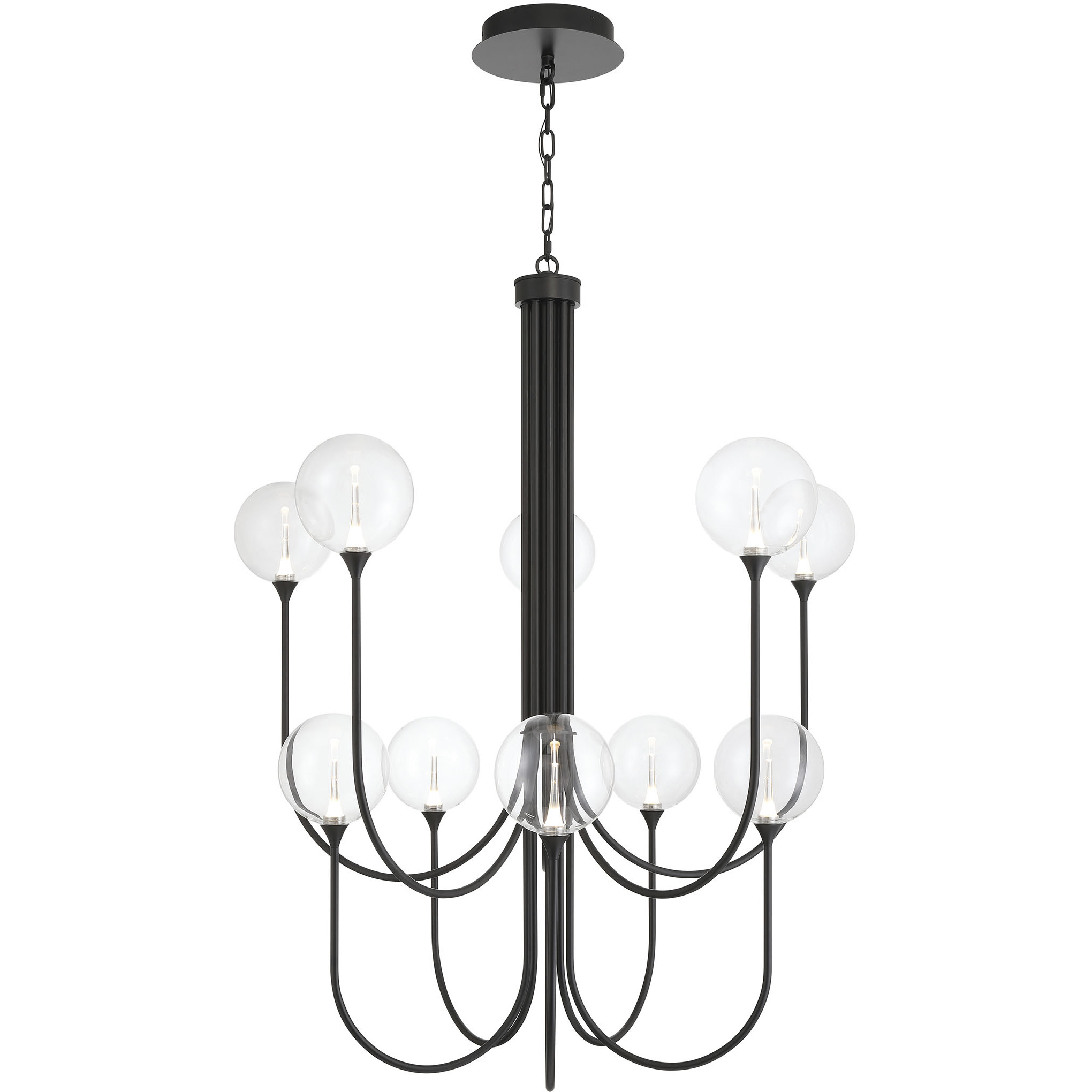 Iissa 10 Light 40 inch Black Chandelier Ceiling Light in Clear