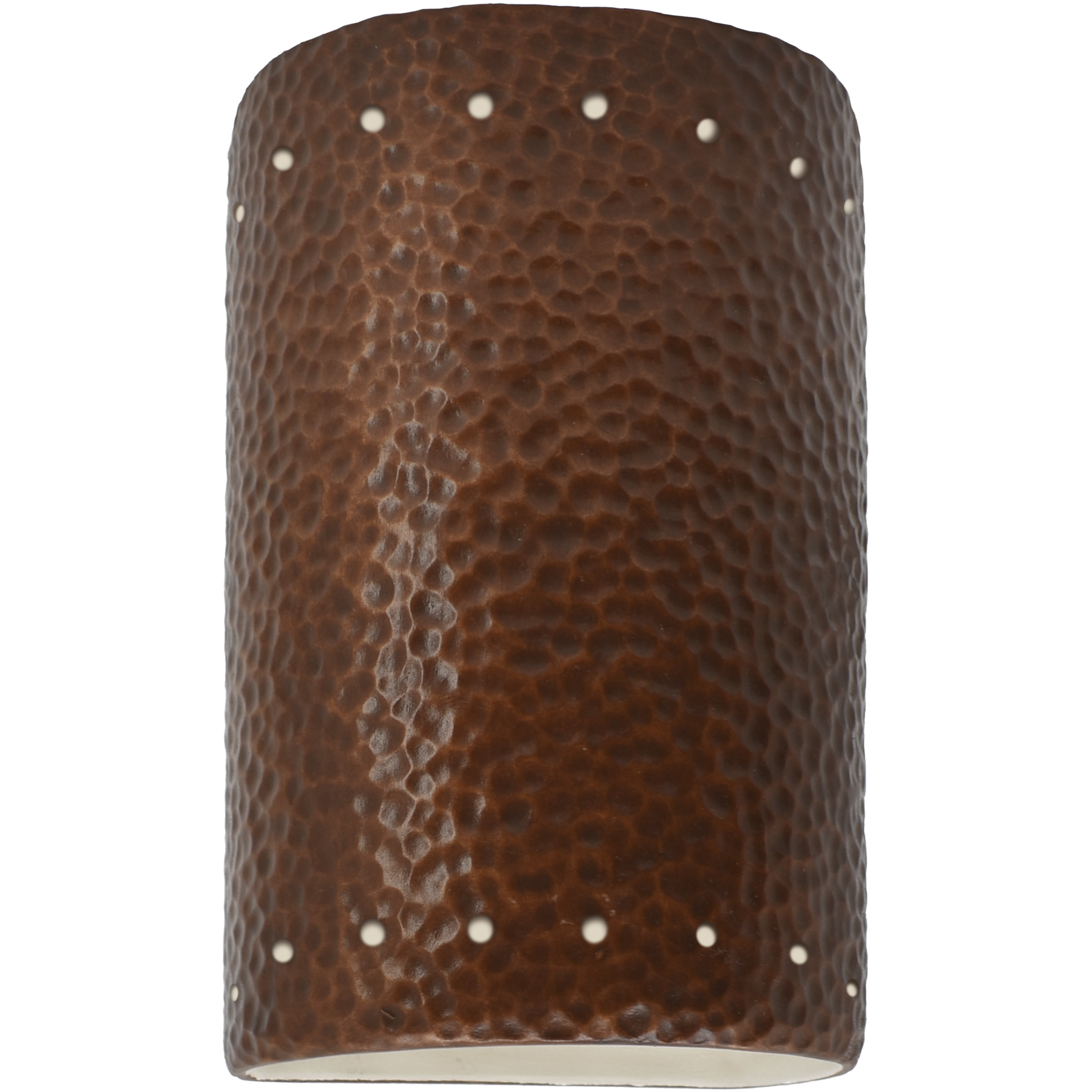 Ambiance Cylinder LED 9.5 inch Hammered Copper Outdoor Wall Sconce, Small
