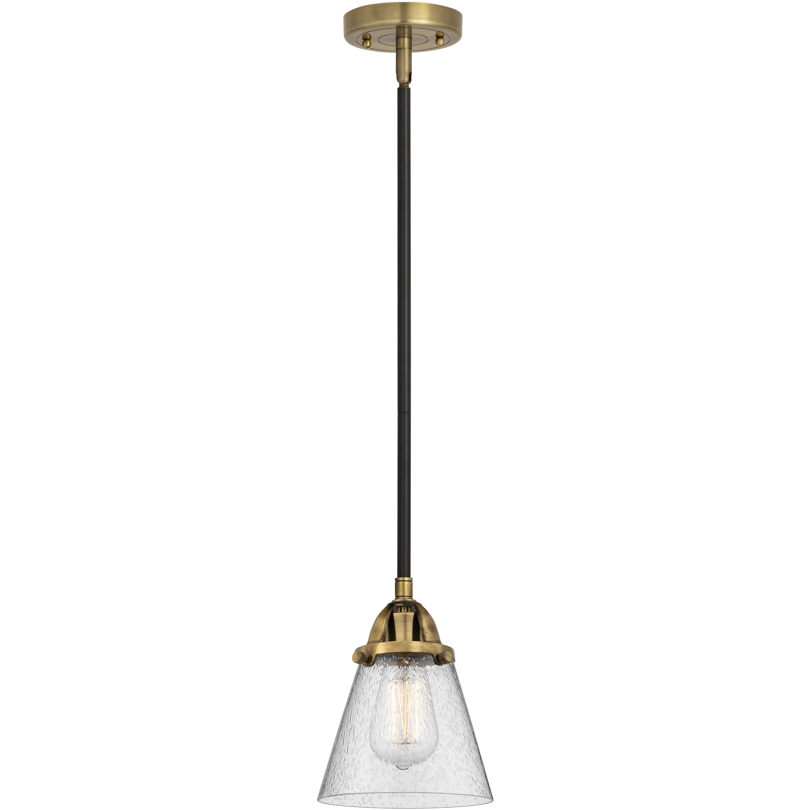 Nouveau 2 Cone LED 6.25 inch Black Antique Brass Mini Pendant Ceiling Light in Seedy