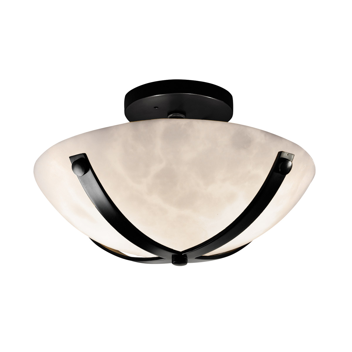 Clouds 2 Light Matte Black Semi-Flush Bowl Ceiling Light