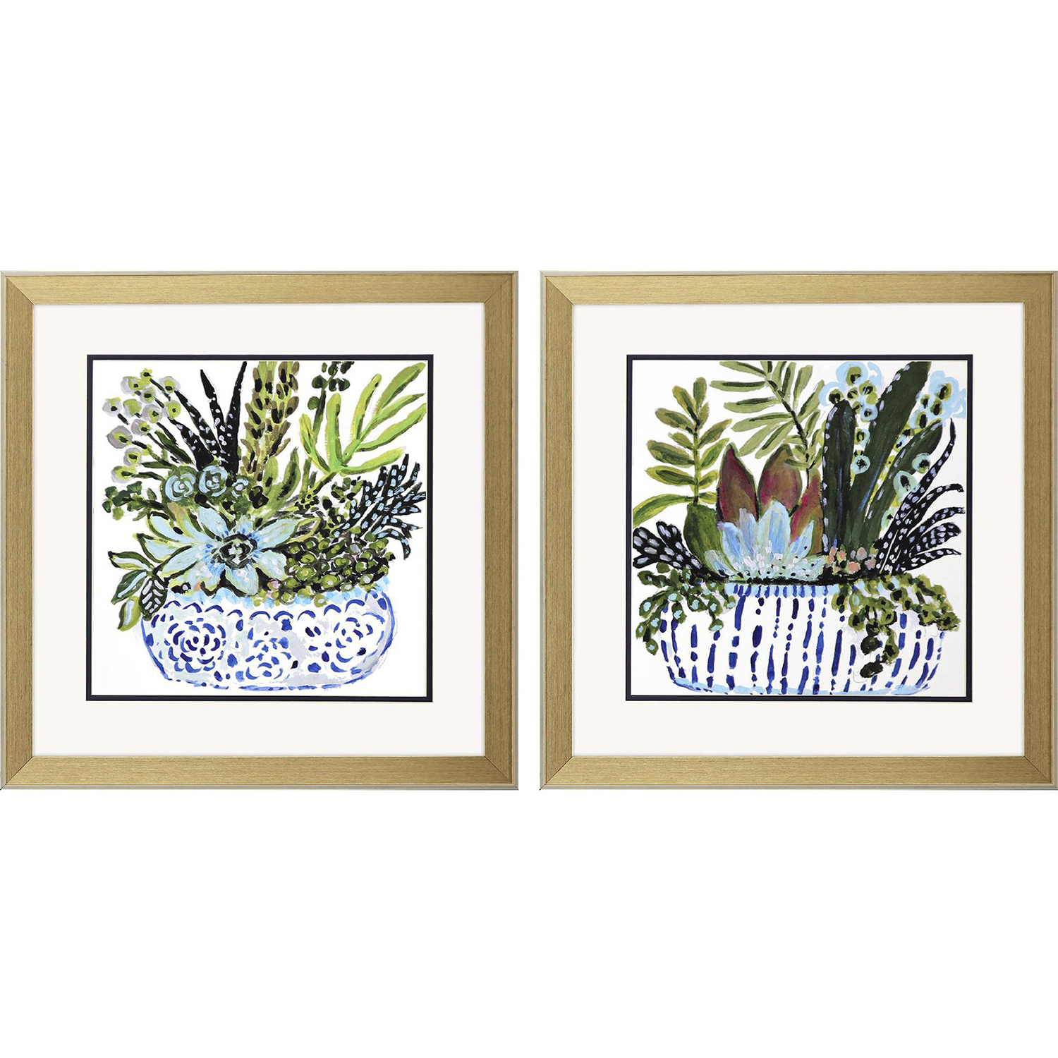 Succulent Garden Blue and Green Framed Art, Propac
