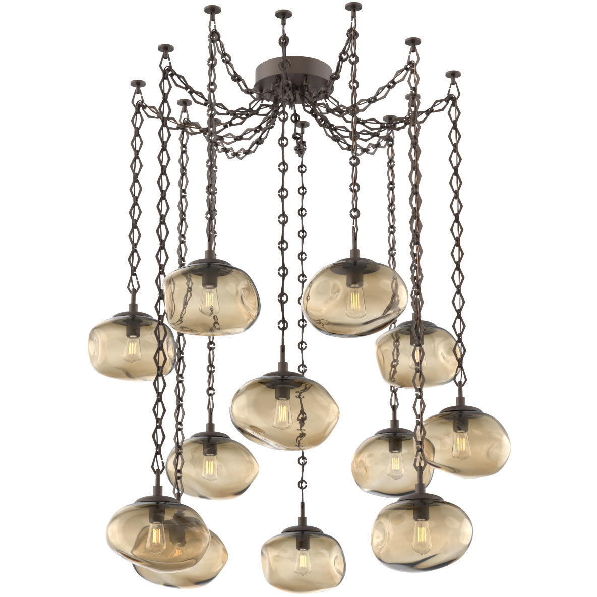 Nova 12 Light 19 inch Flat Bronze Swag Multi-Pendant Ceiling Light in Diamond Chain