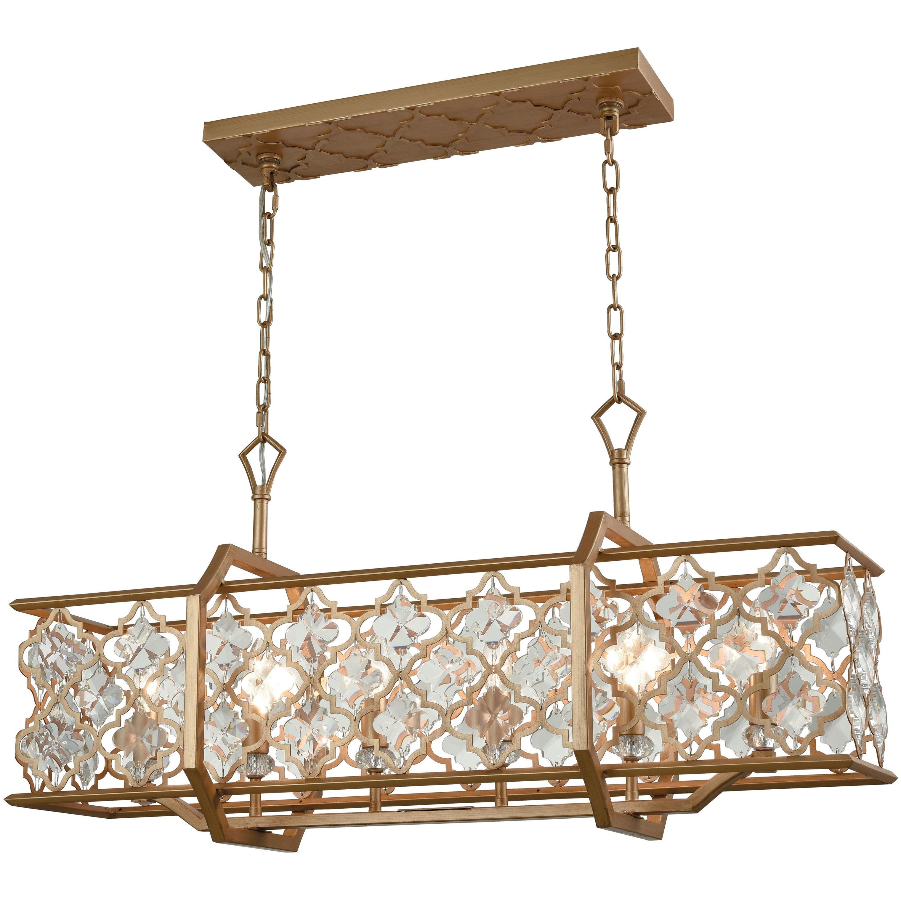Armand 6 Light 35 inch Matte Gold Linear Chandelier Ceiling Light