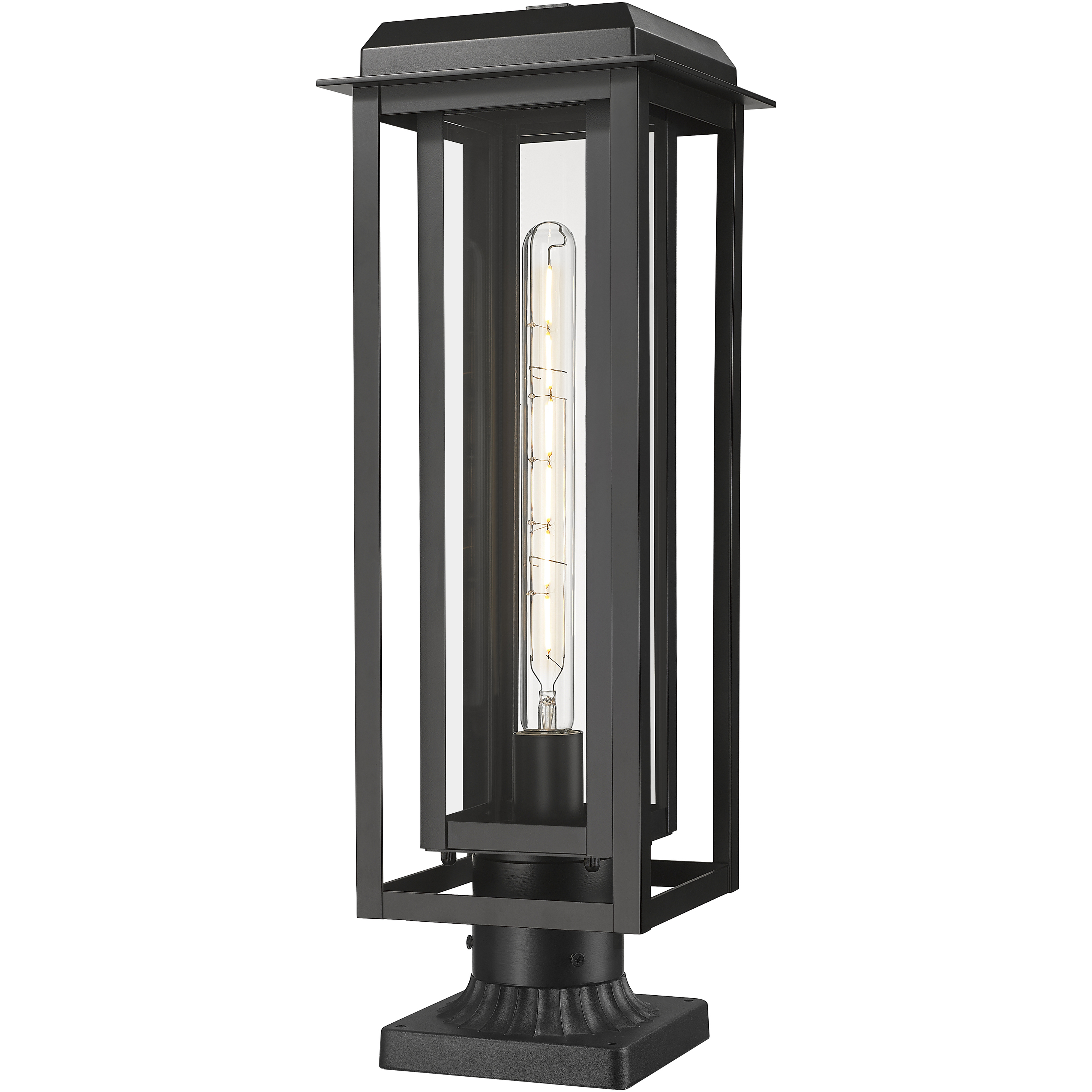 Mansfield 1 Light 20.38 inch Matte Black Outdoor Post Lantern in Clear Glass