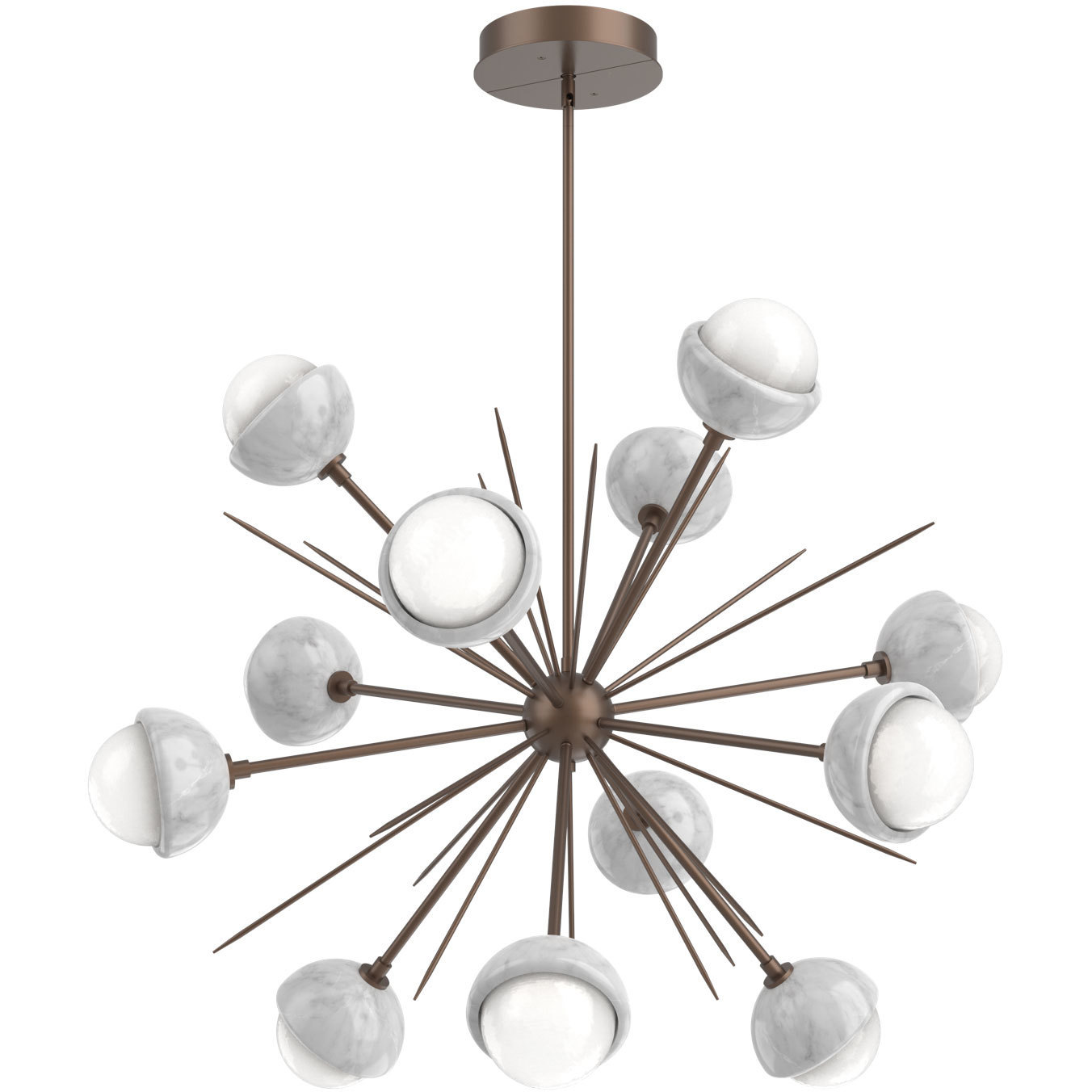 Cabochon LED 41 inch Burnished Bronze with White Marble Chandelier Ceiling Light in 3000K LED, Startburst