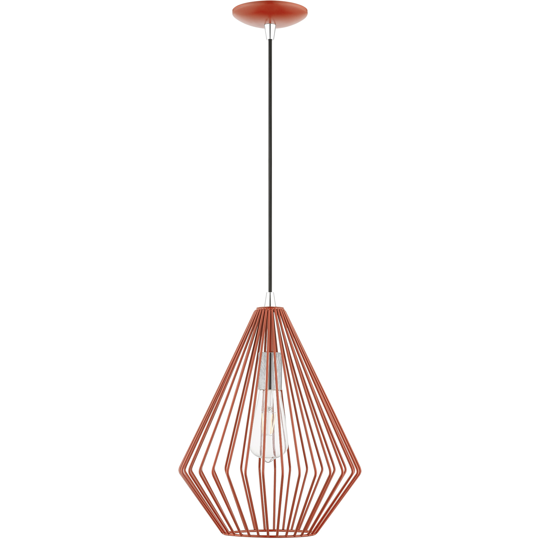Linz 1 Light 11.5 inch Shiny Red with Polished Chrome Accents Pendant Ceiling Light