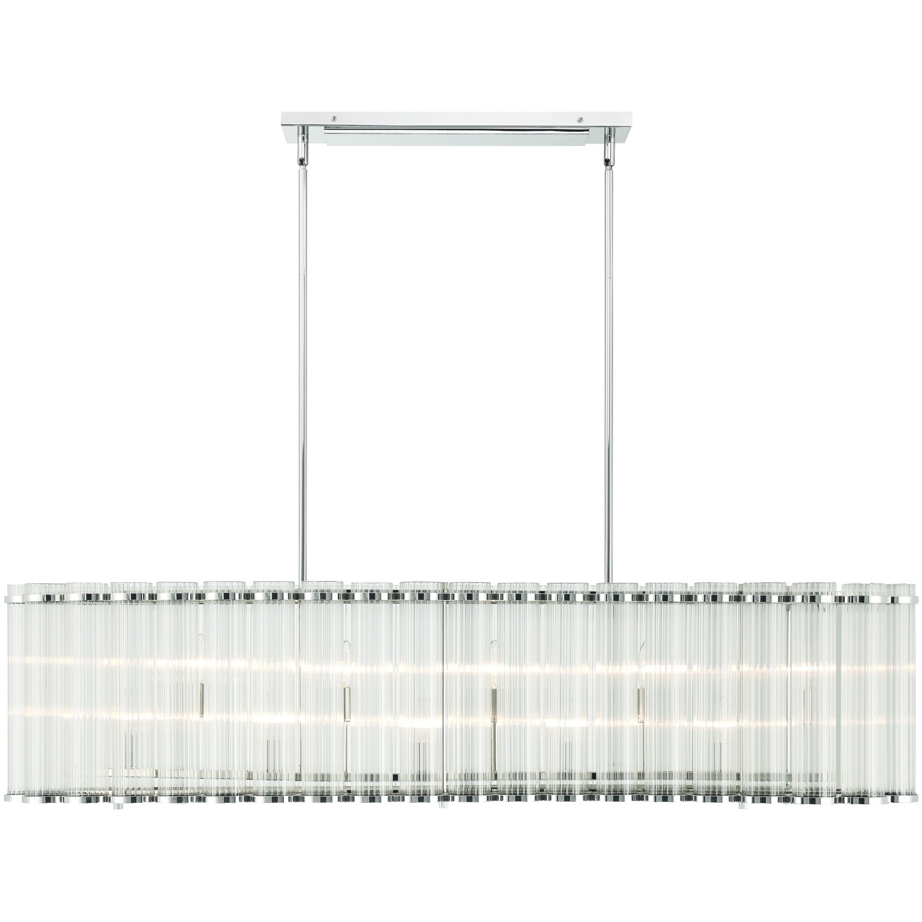 Glasbury Linear Chandelier Ceiling Light in Polished Nickel