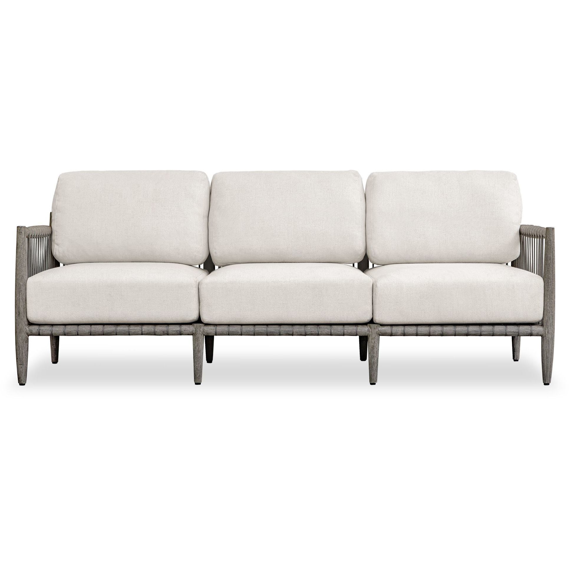 Borneo Weathered Dark Gray and Charcoal Gray Rope and Oyster White Outdoor Sofa
