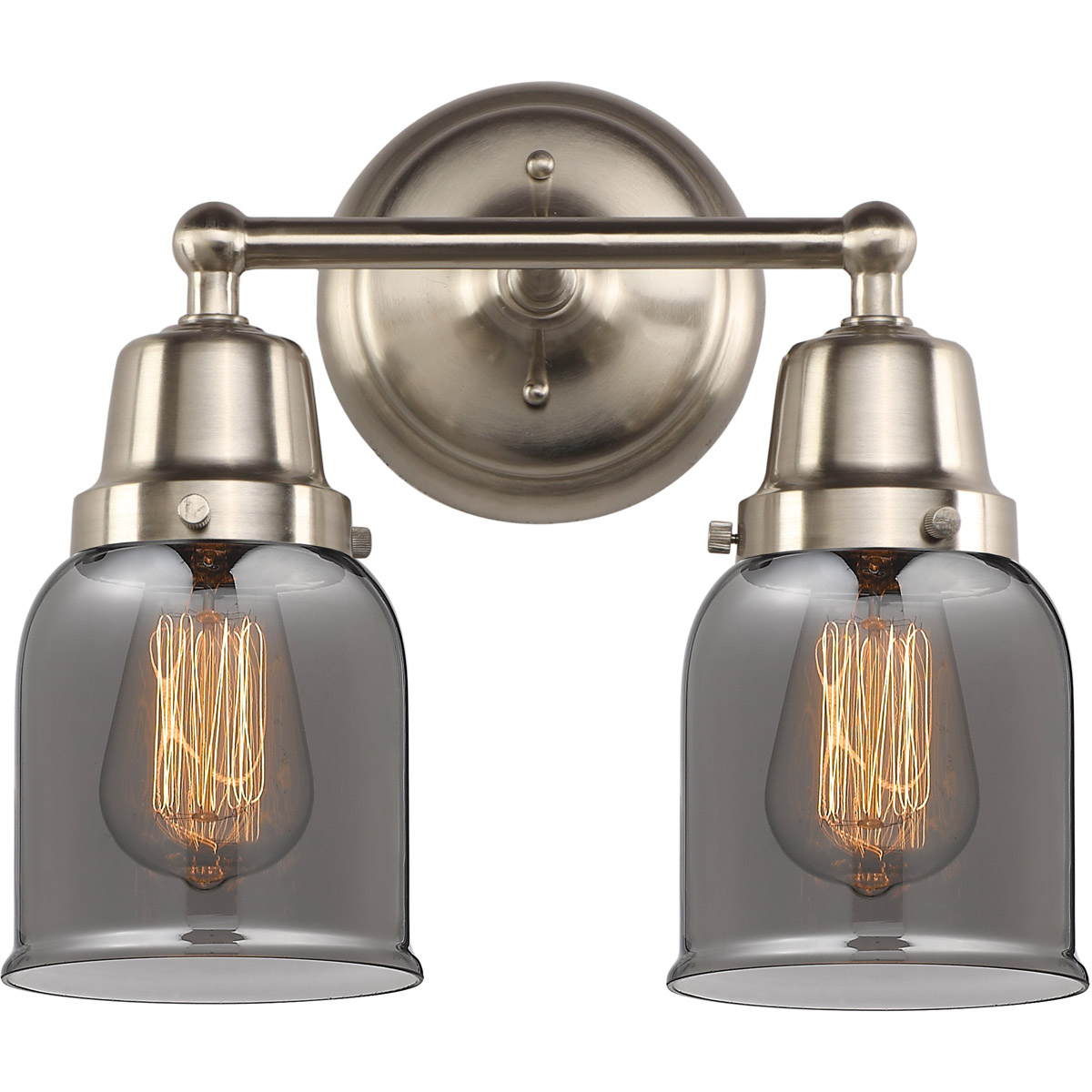 Aditi Small Bell 2 Light 13 inch Brushed Satin Nickel Bath Vanity Light Wall Light, Aditi