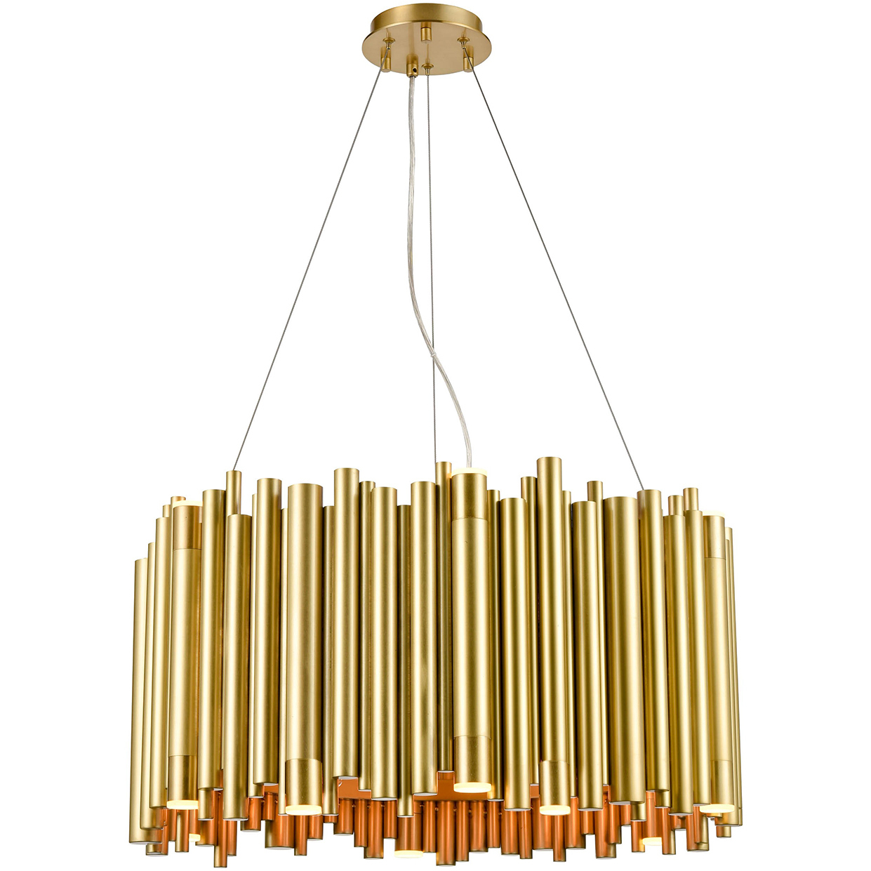 Cathedral 20 Light 26 inch Aged Brass Organ Pipe Pendant Ceiling Light