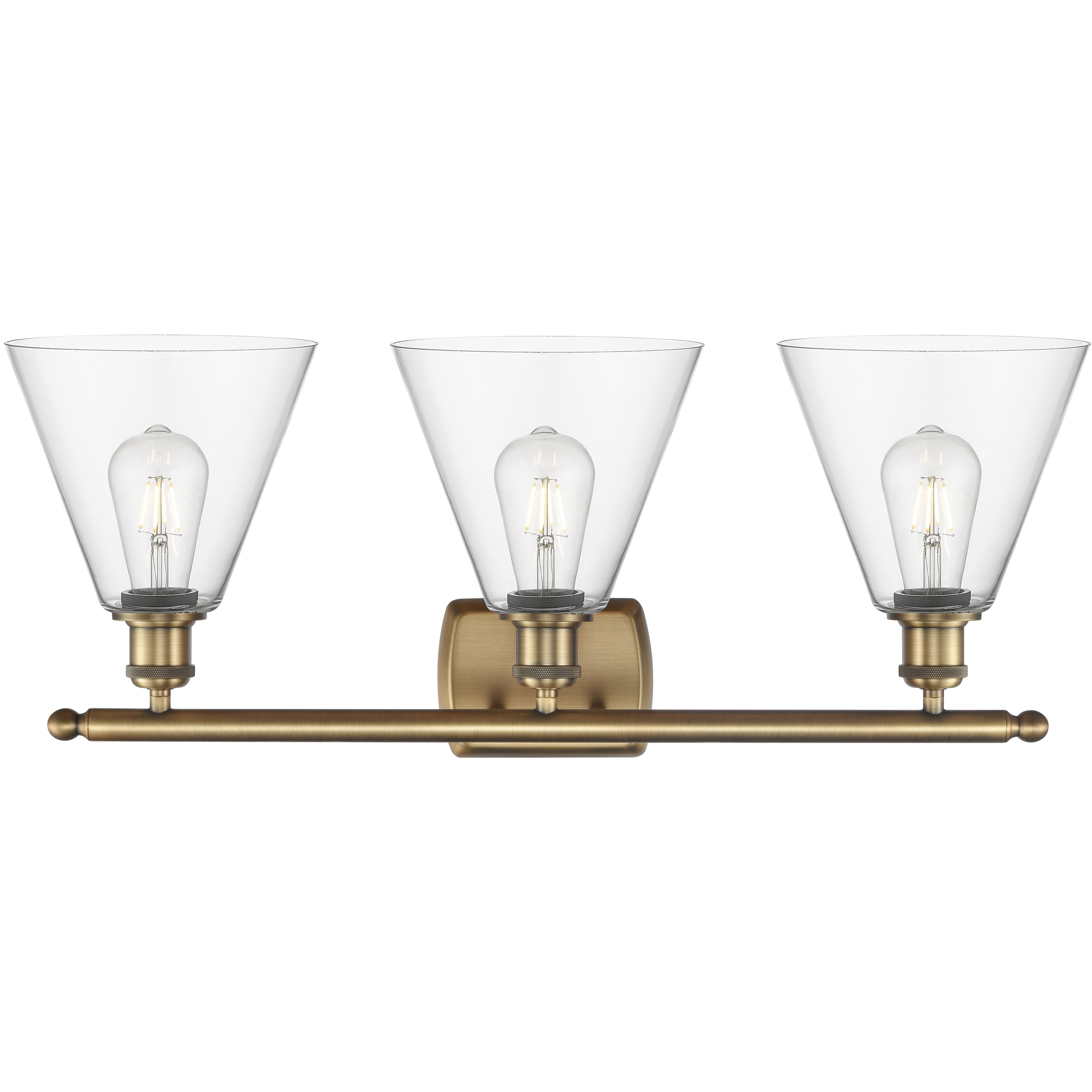Ballston Ballston Cone LED 28 inch Brushed Brass Bath Vanity Light Wall Light in Clear Glass