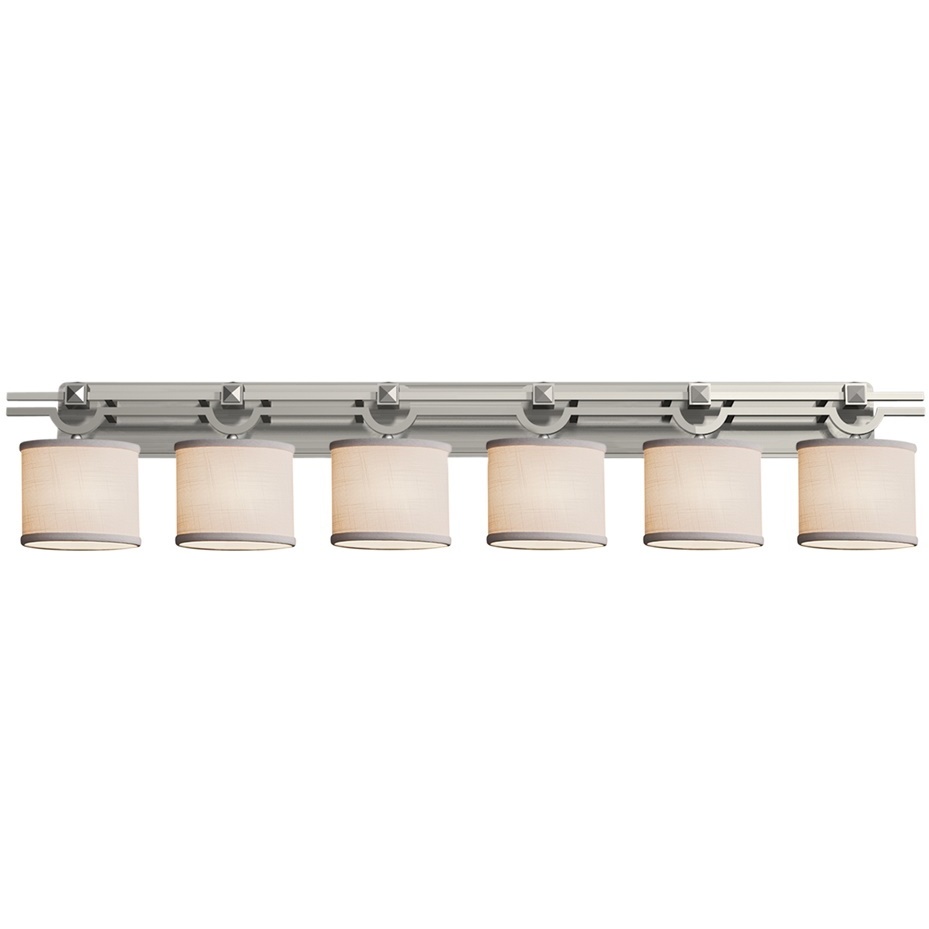 Textile 6 Light 59 inch Brushed Nickel Bath Vanity Light Wall Light, Argyle Family, Choices