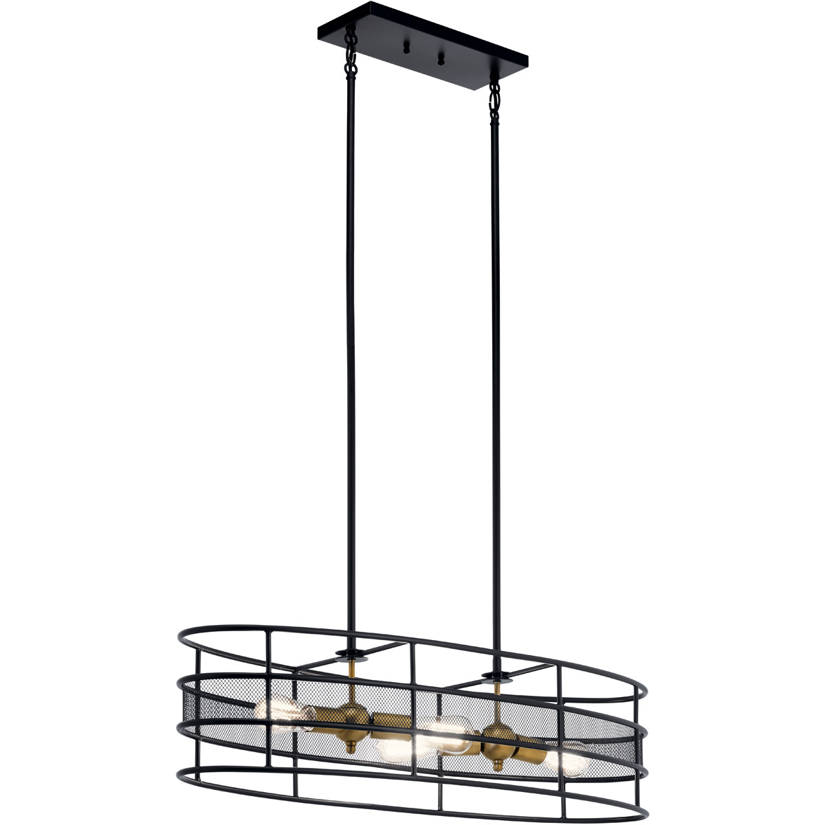 Piston 4 Light 12 inch Black Chandelier Oval Pendant Ceiling Light, Oval