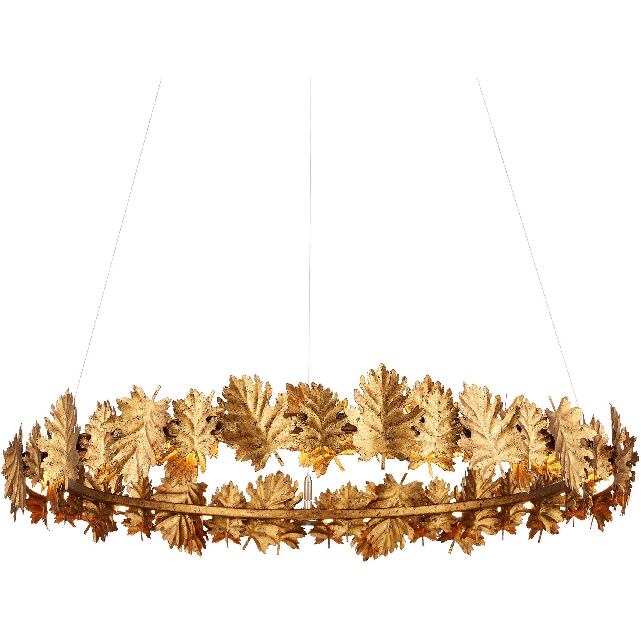 English Oak 1 Light 32.5 inch Gold Leaf Chandelier Ceiling Light