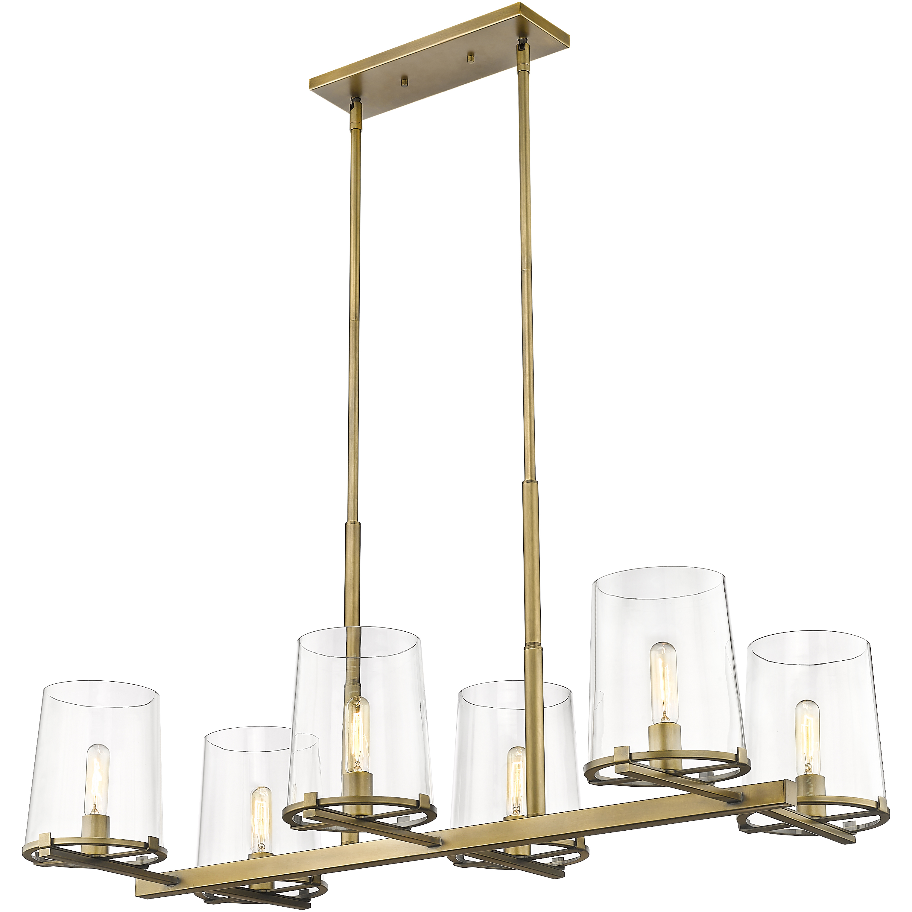 Callista 6 Light 43.5 inch Rubbed Brass Linear Chandelier Ceiling Light