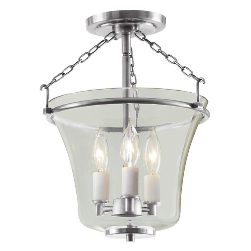 Greenwich 3 Light 11 inch Pewter Semi-Flush Mount Ceiling Light
