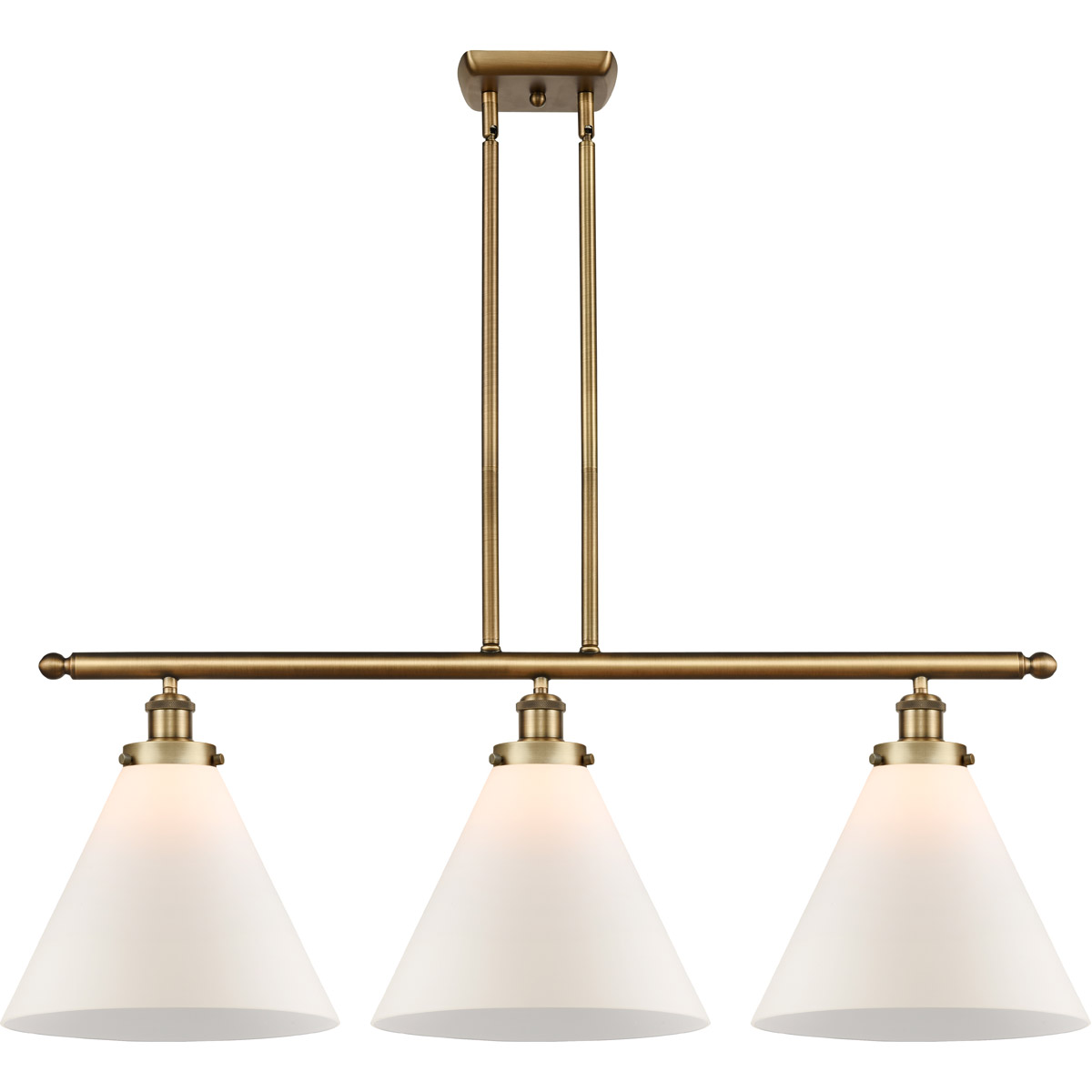 Ballston X-Large Cone LED 36 inch Brushed Brass Island Light Ceiling Light in Matte White Glass
